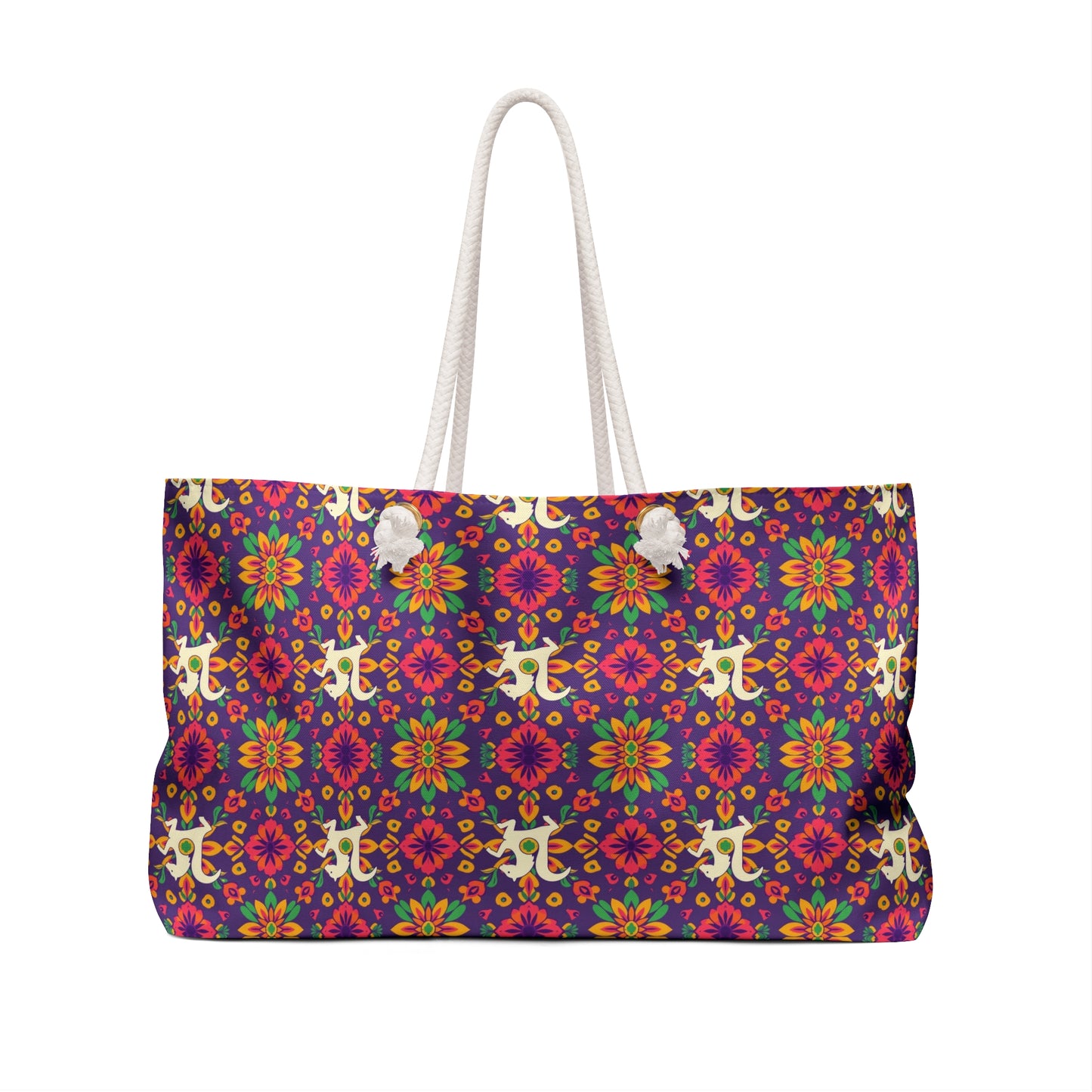 Weekender Bag, Aquarius, Zodiac v2, Flower Pattern