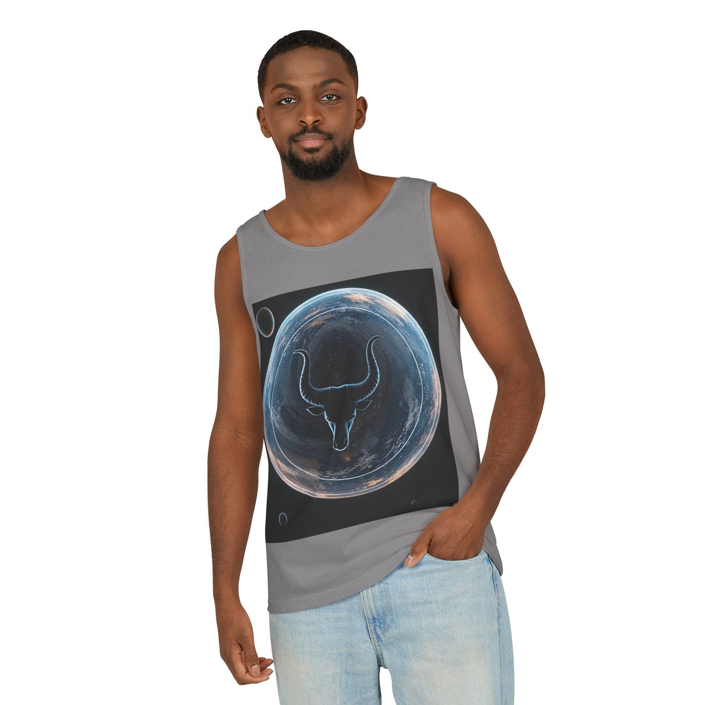 Unisex Garment-Dyed, Tank Top, Taurus Design, Planet Animal v1, 100% US cotton