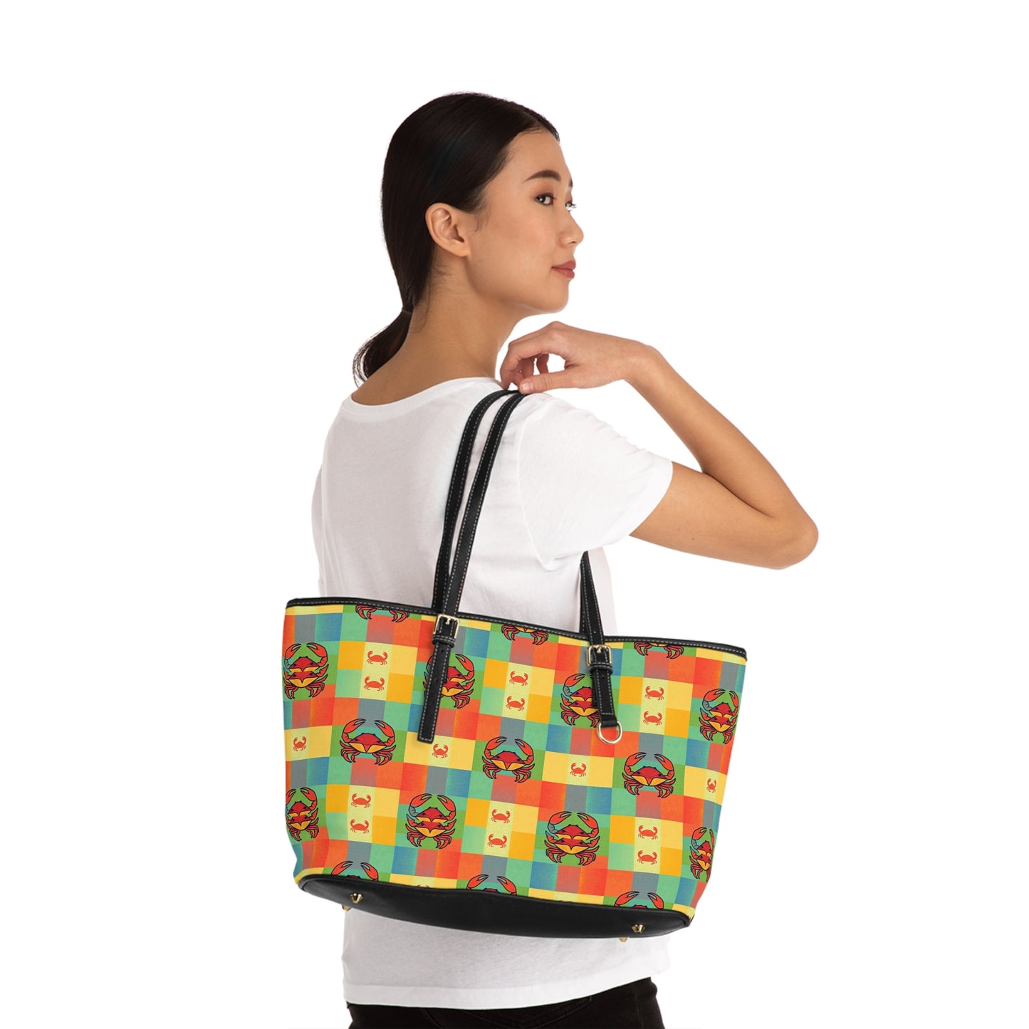Leather Shoulder Bag, Cancer, Zodiac v2, Shapes Pattern