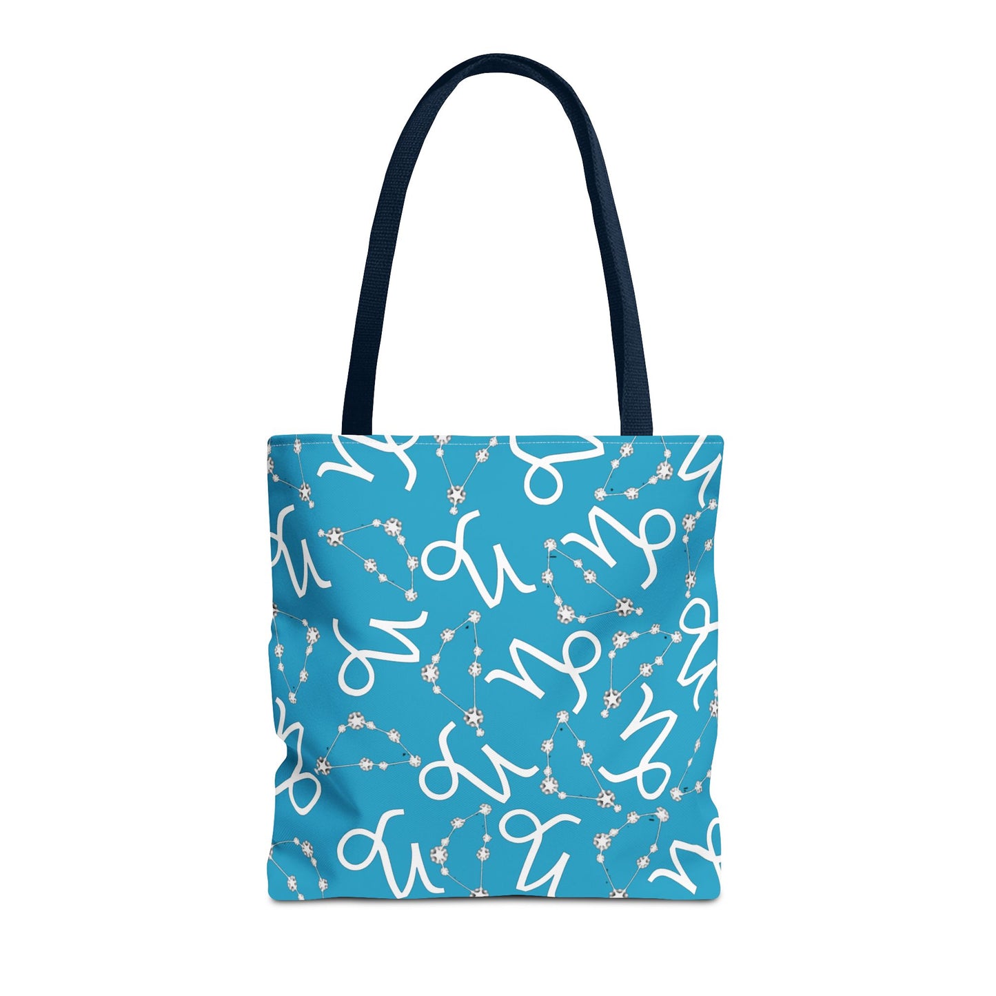 Tote Bag, Capricorn Zodiac Sign, AOP, (Turquoise, White)