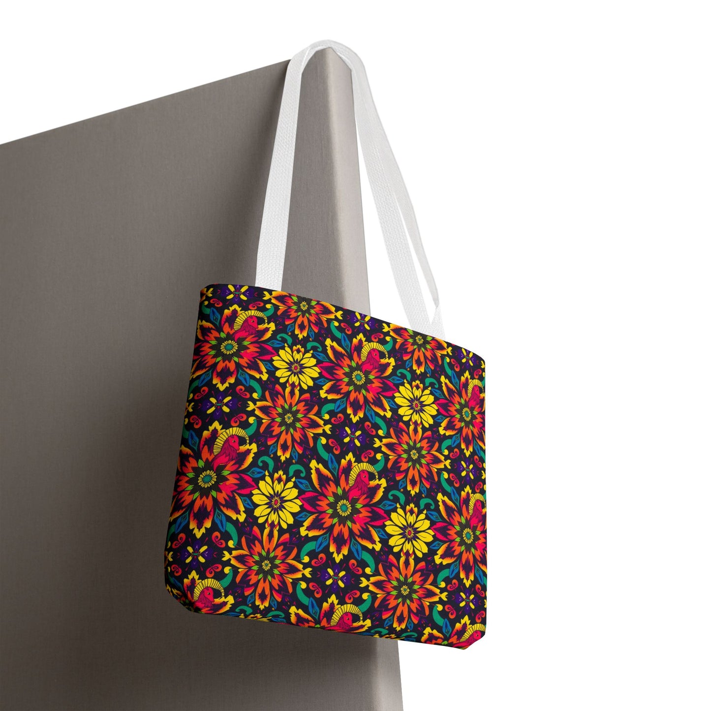 Tote Bag, (AOP), Capricorn, Zodiac, Flower Pattern