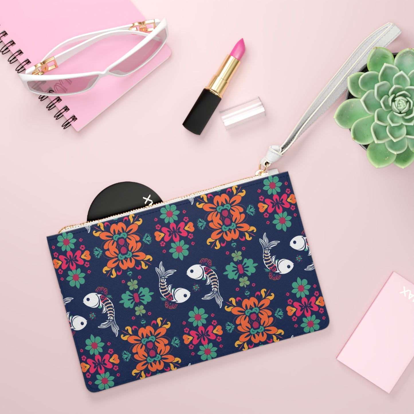 Clutch Bag, Pisces, Zodiac v4, Flower Pattern