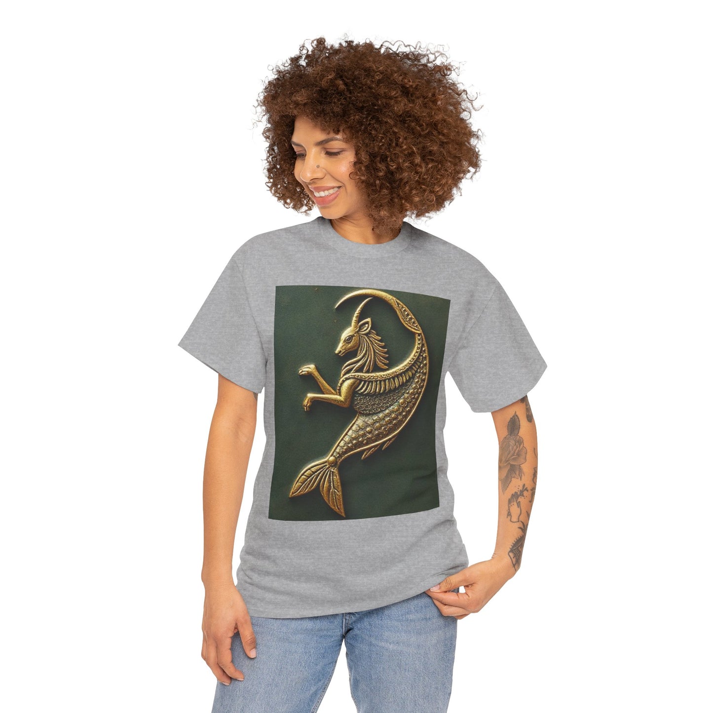 Unisex Heavy Cotton T-Shirt, Capricorn Animal. Symbol, Zodiac Design