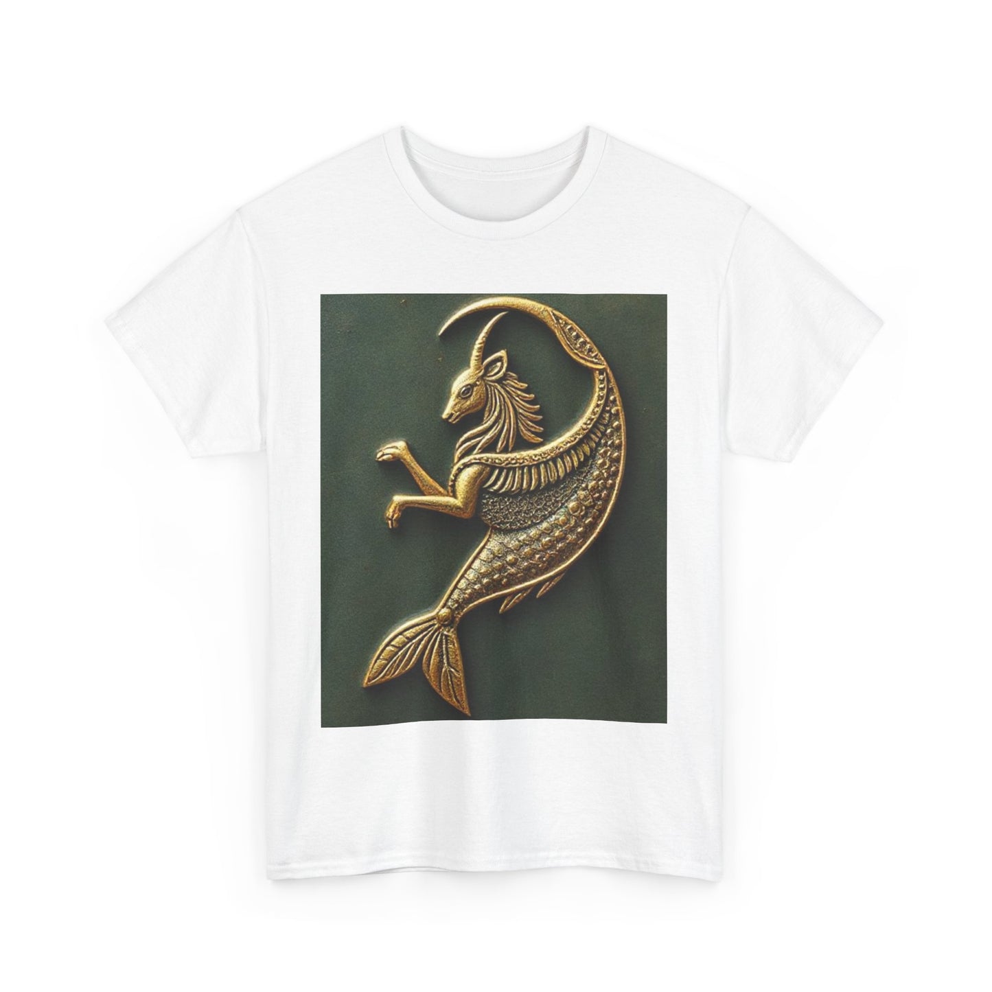Unisex Heavy Cotton T-Shirt, Capricorn Animal v1, Symbol, Zodiac Design