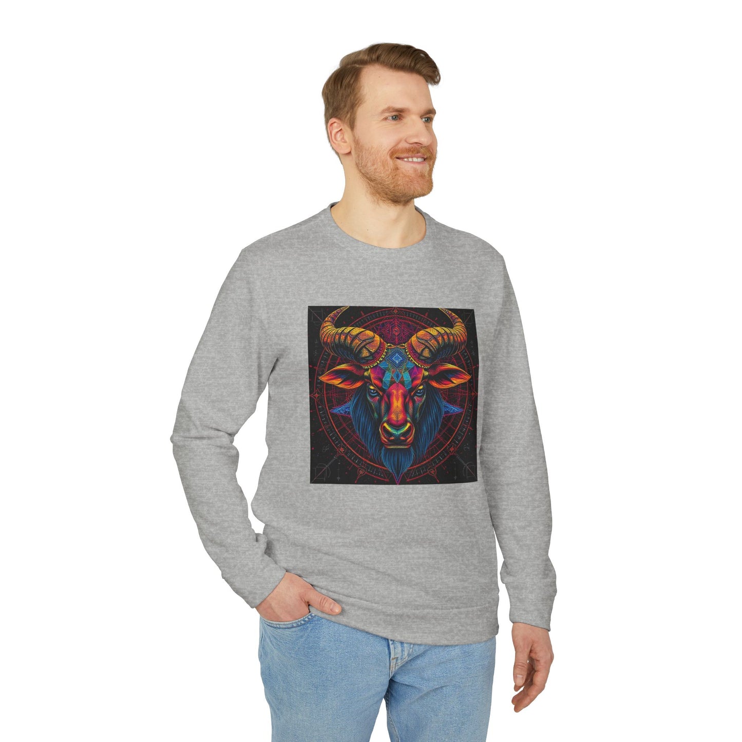 Adidas, Unisex Fleece Crewneck Sweatshirt, Taurus, Pop Art 2, Zodiac