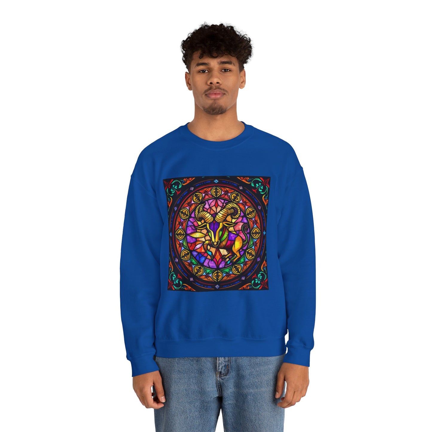 Unisex Heavy Blend™ Crewneck Sweatshirt, Glass 1, Taurus Zodiac Design