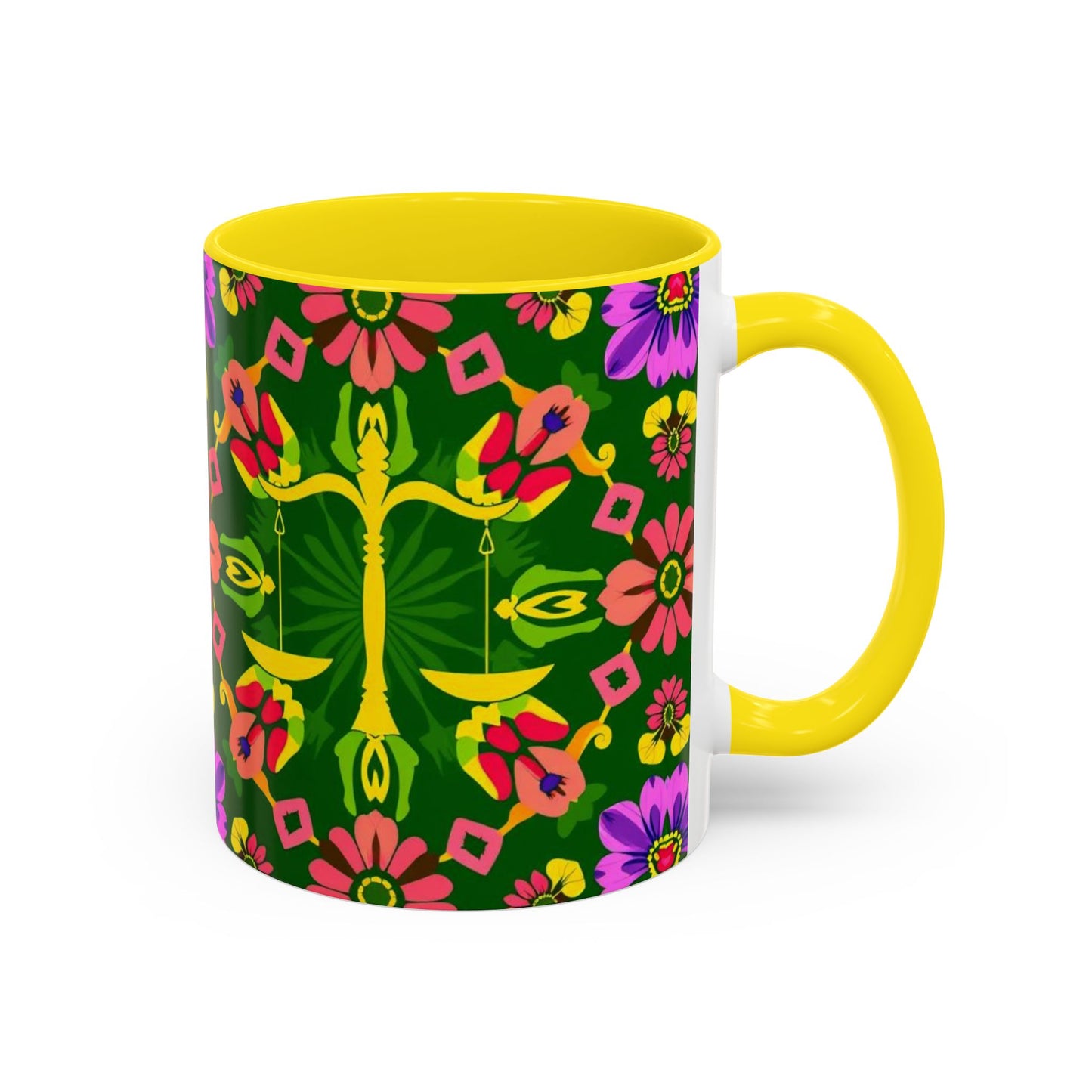 Accent Coffee Mug, Libra, Zodiac, Flower Pattern, (11, 15oz)