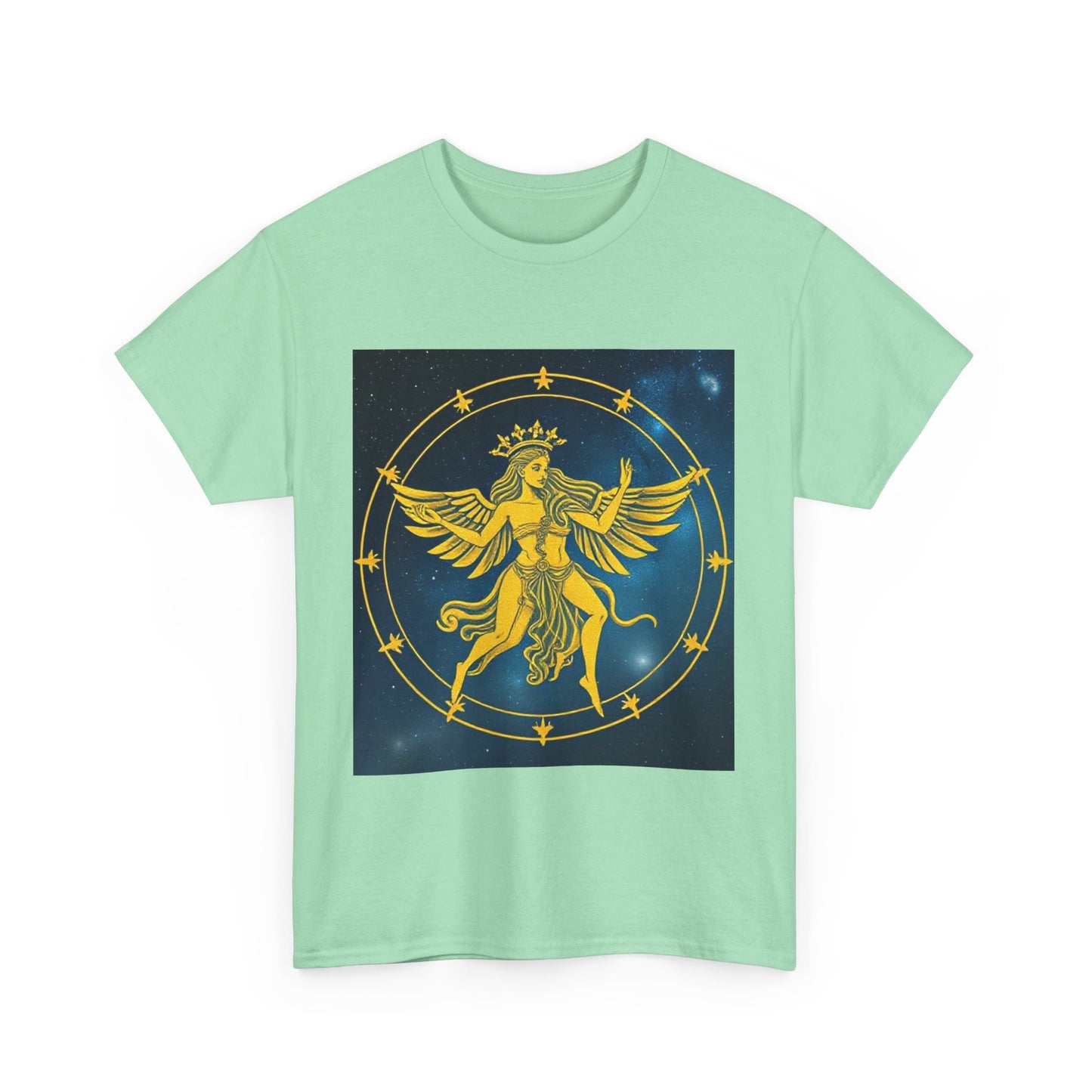 Unisex Heavy Cotton T-Shirt, Twin Angel v3, Gemini Zodiac Design