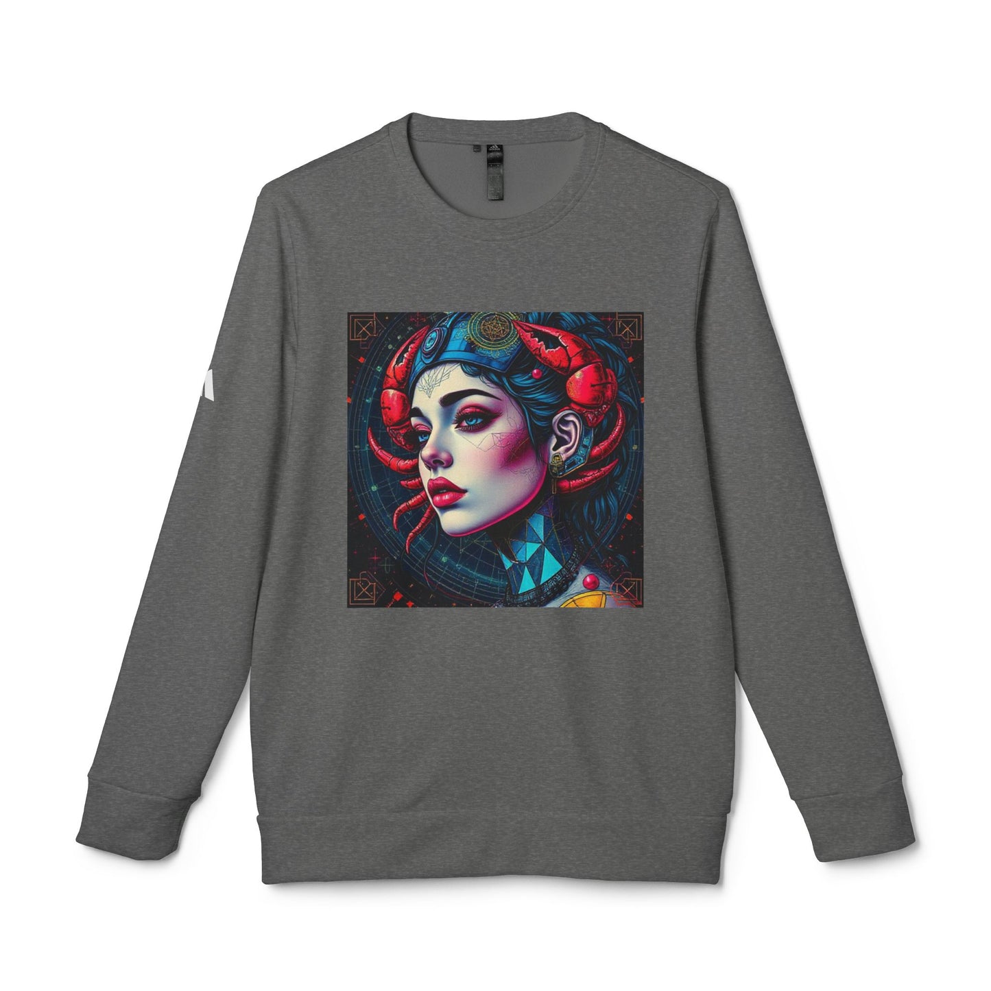 Adidas, Unisex Fleece Crewneck Sweatshirt, Cancer, Pop Art v1, Zodiac
