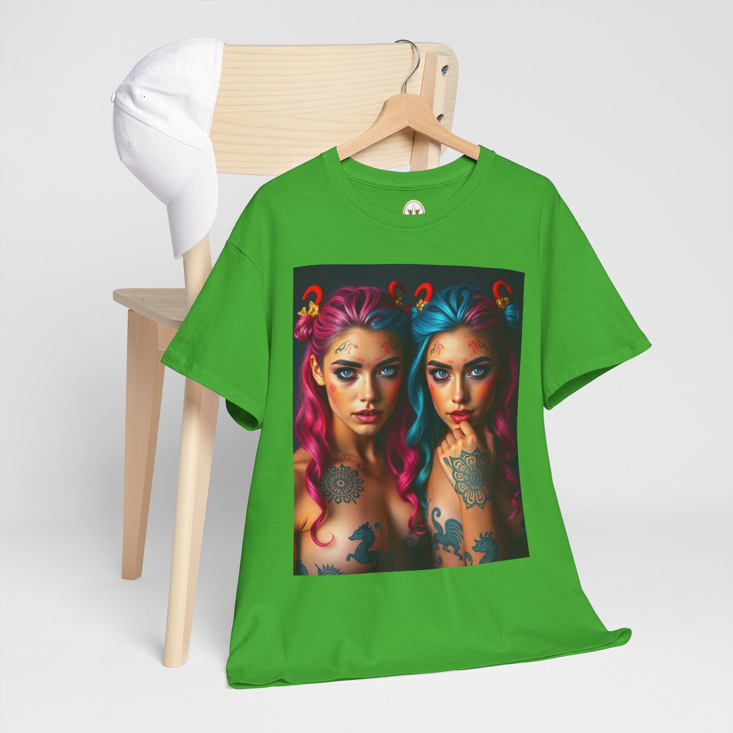 Unisex Heavy Cotton T-Shirt, Gemini, Zodiac v1, Sexy Art