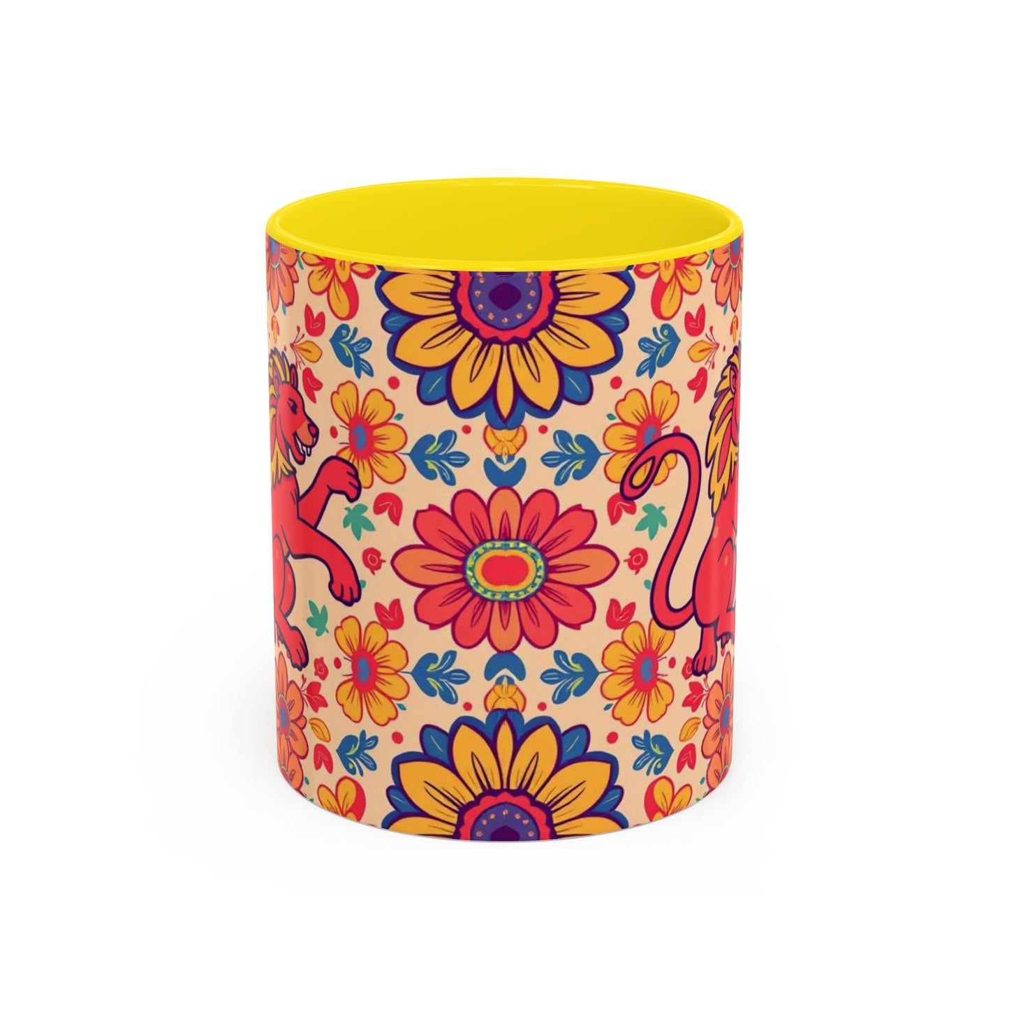 Accent Coffee Mug, Leo, Zodiac, Flower Pattern, (11, 15oz)