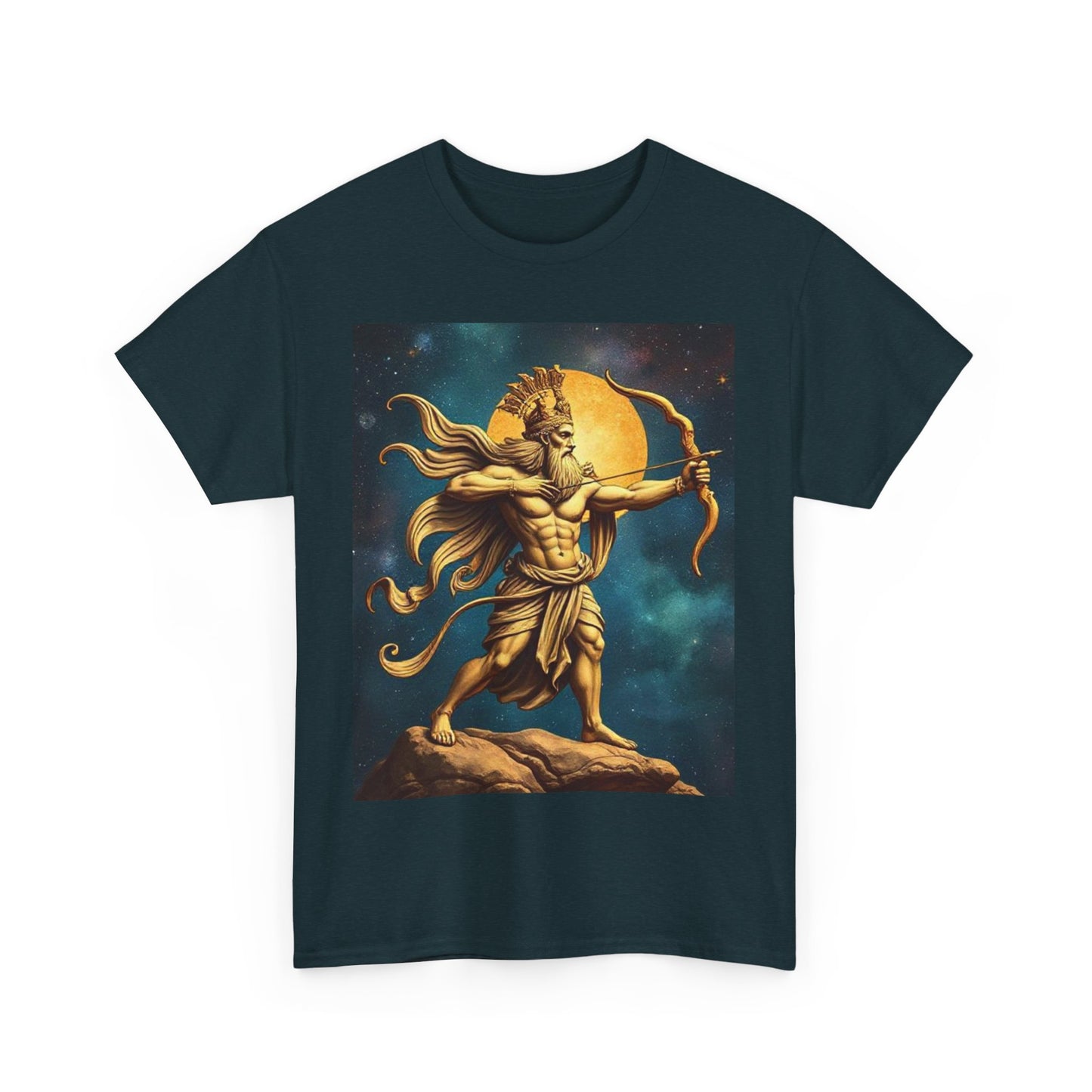 Unisex Heavy Cotton T-Shirt, Midnight Arrow v1, Sagittarius Zodiac Design