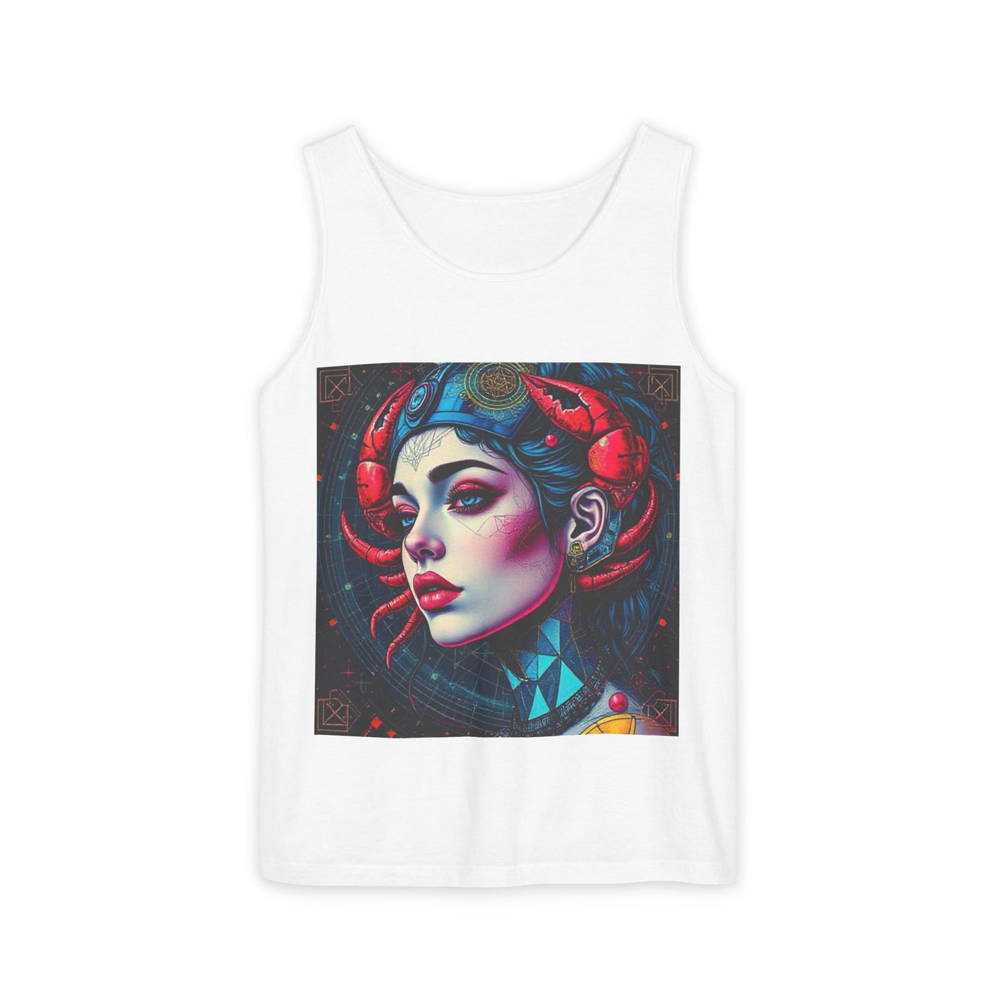 Unisex Garment-Dyed, Tank Top, Cancer, Pop Art v1, 100% US cotton