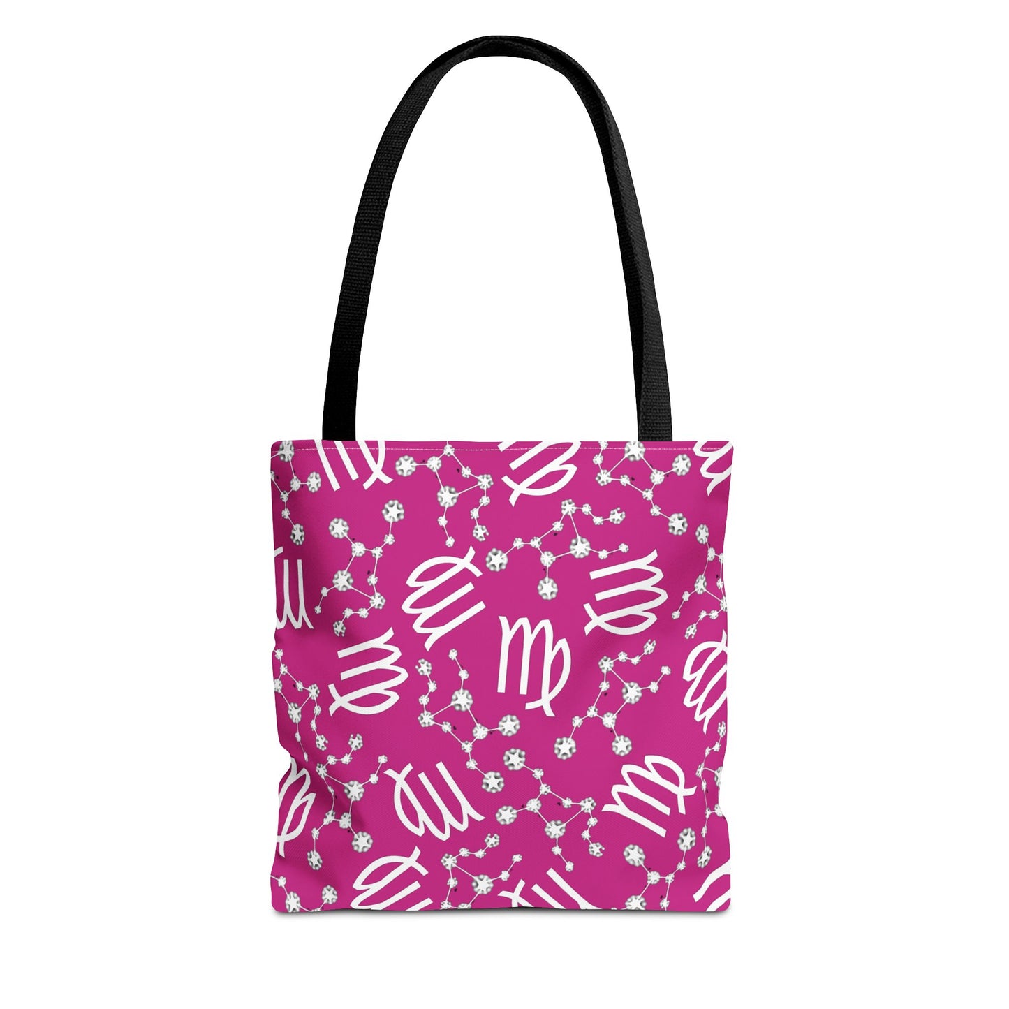 Tote Bag, Virgo Zodiac Sign, AOP, (Pink, White)