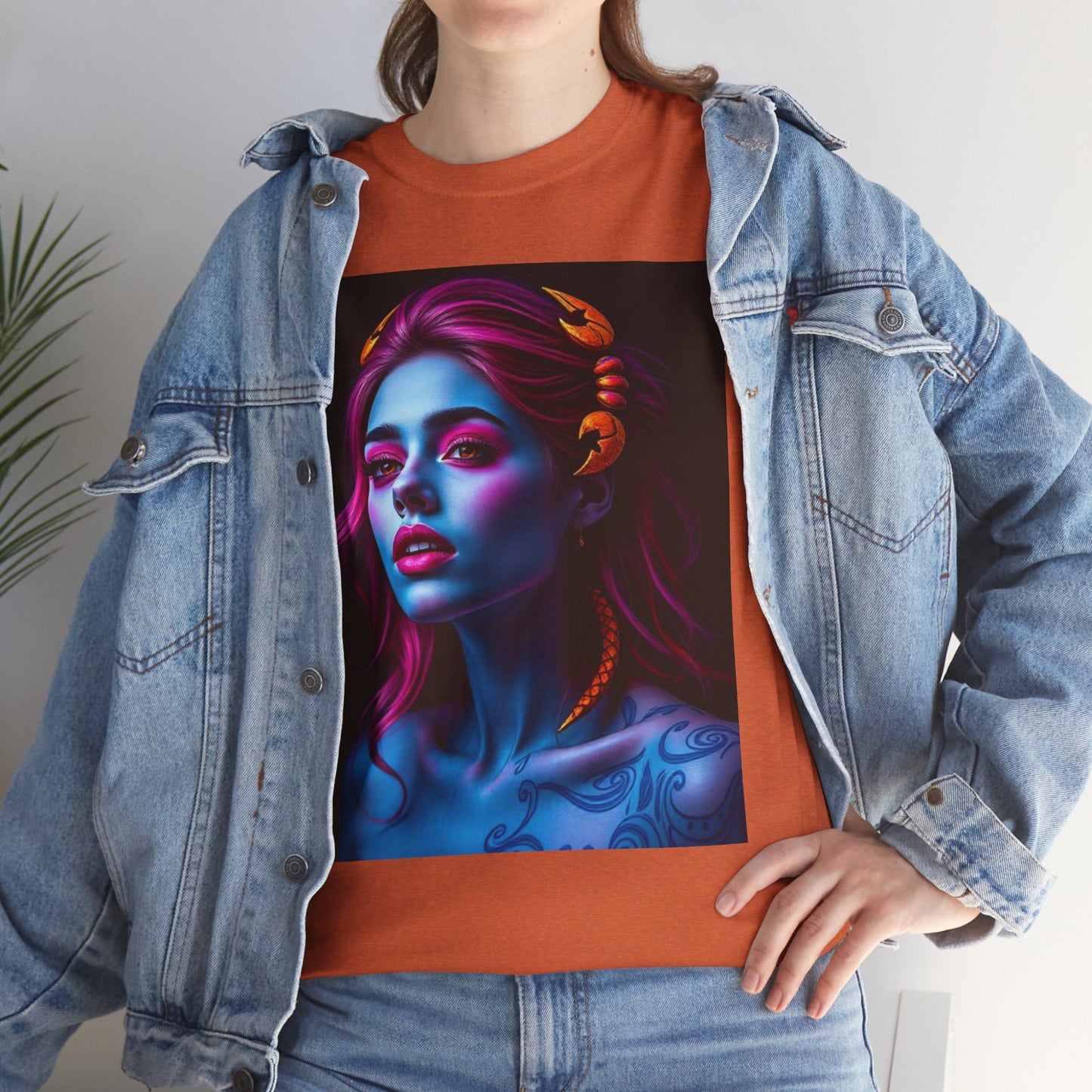 Unisex Heavy Cotton T-Shirt, Scorpio, Zodiac, Sexy Art