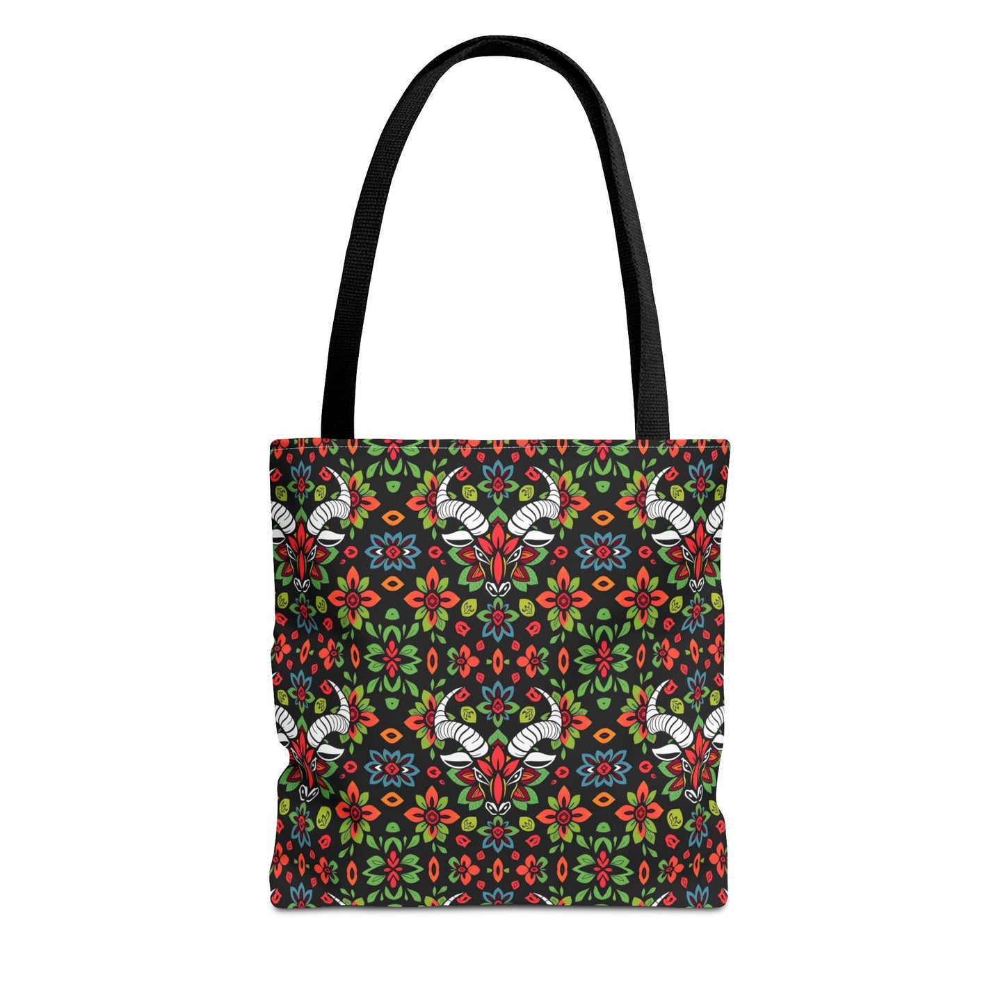 Tote Bag (AOP), Taurus, Zodiac v1, Flower Pattern