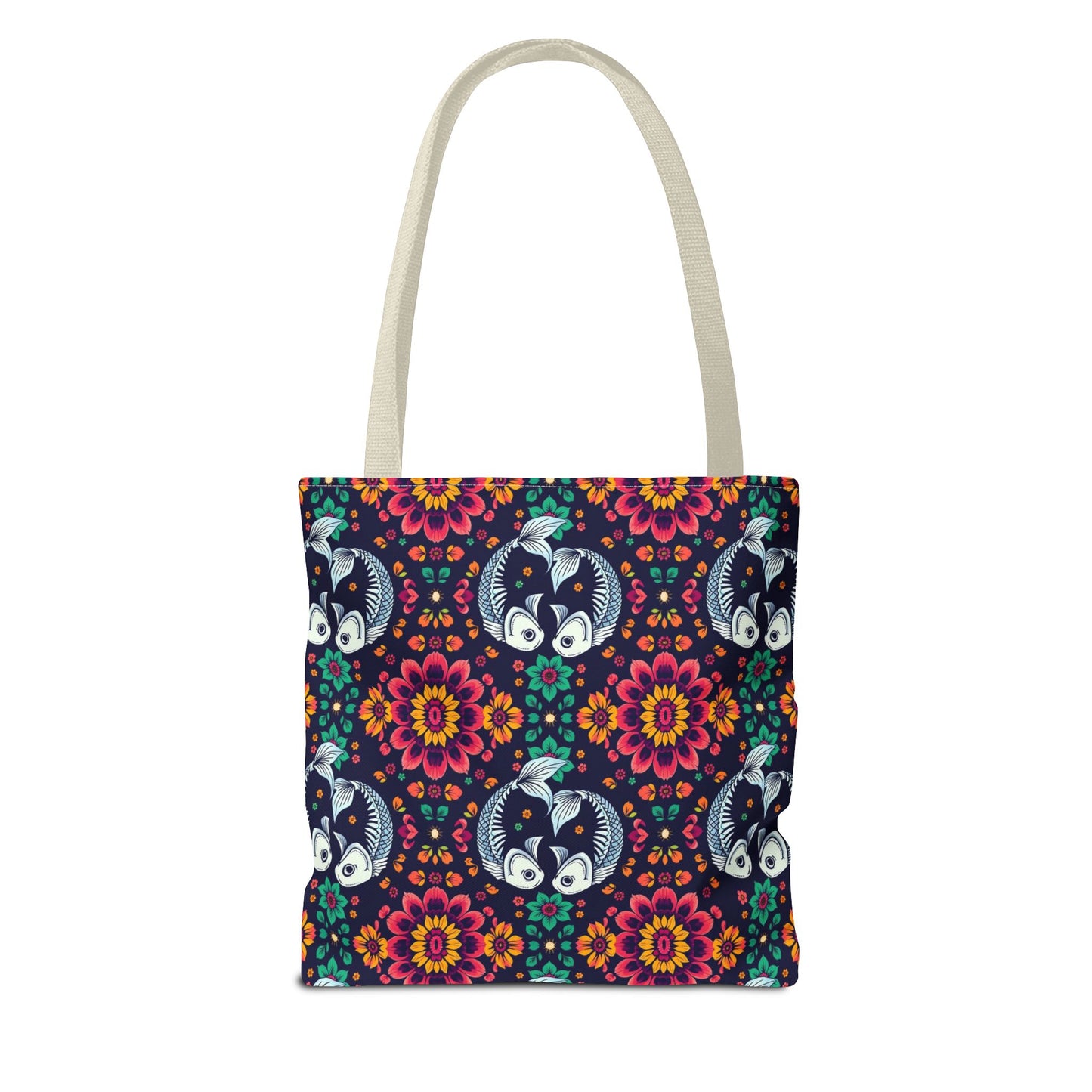 Tote Bag (AOP), Pisces, Zodiac v1, Flower Pattern