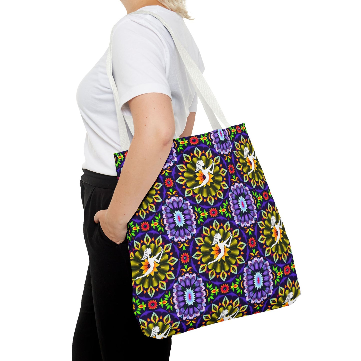 Tote Bag (AOP), Sagittarius, Zodiac v2, Flower Pattern