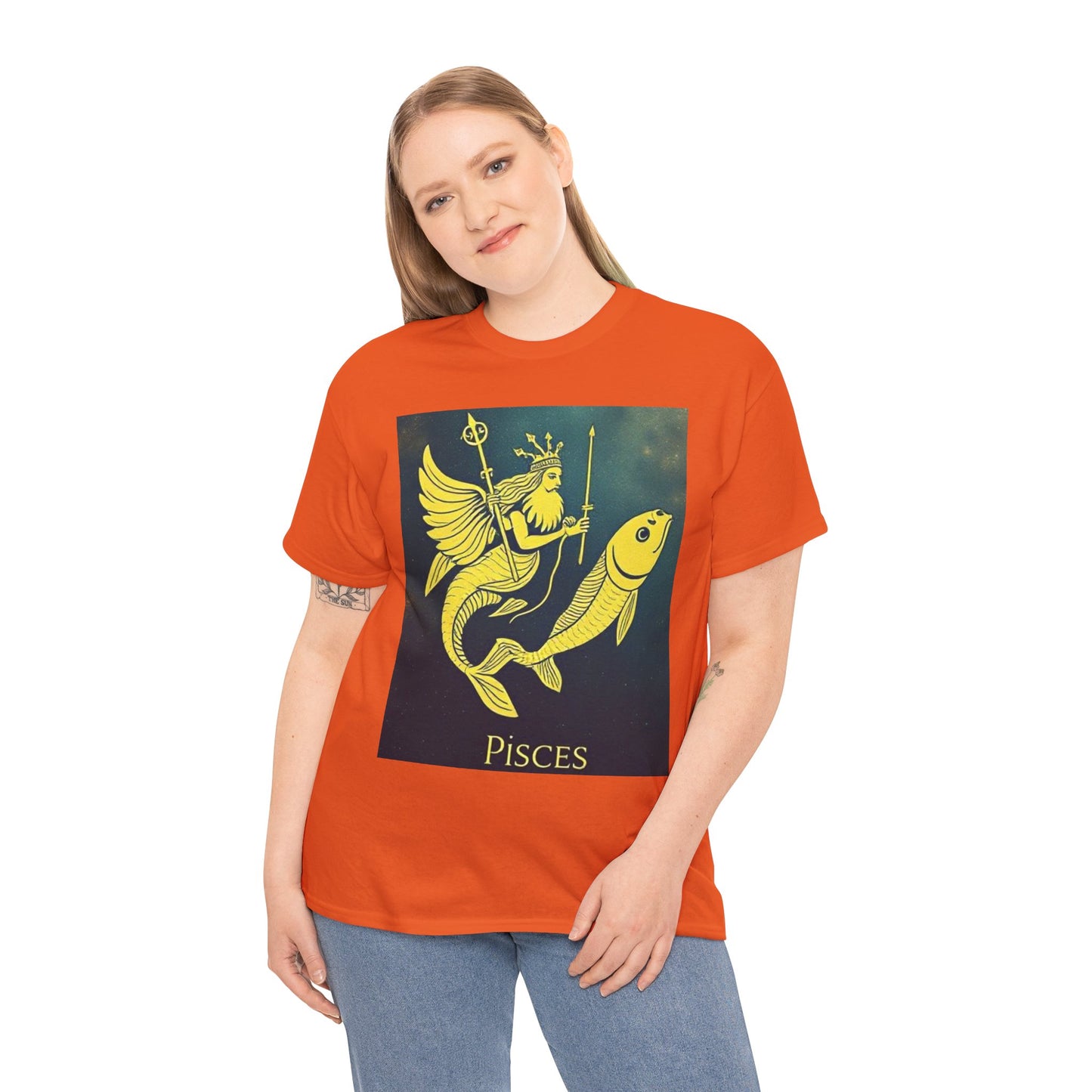 Unisex Heavy Cotton T-Shirt, Pisces Queen, Zodiac Design