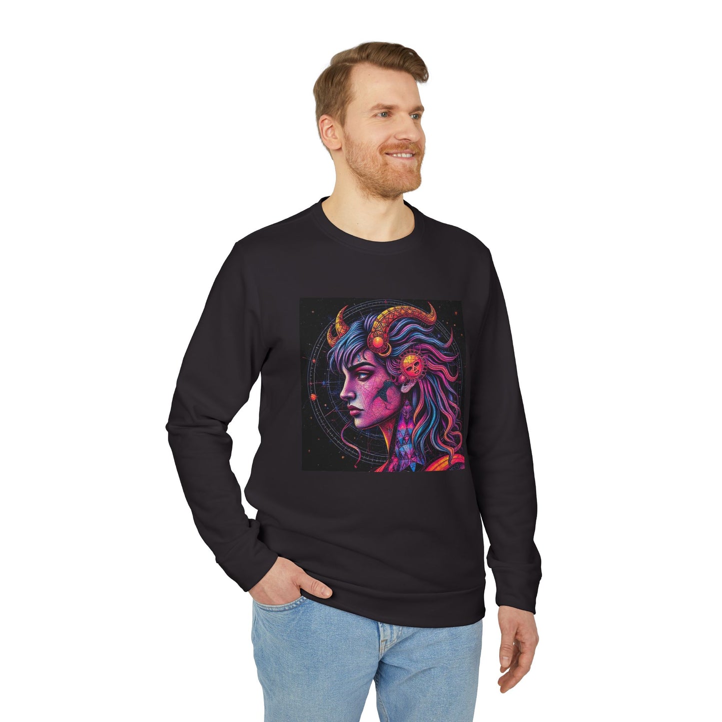 Adidas, Unisex Fleece Crewneck Sweatshirt, Virgo, Pop Art, Zodiac