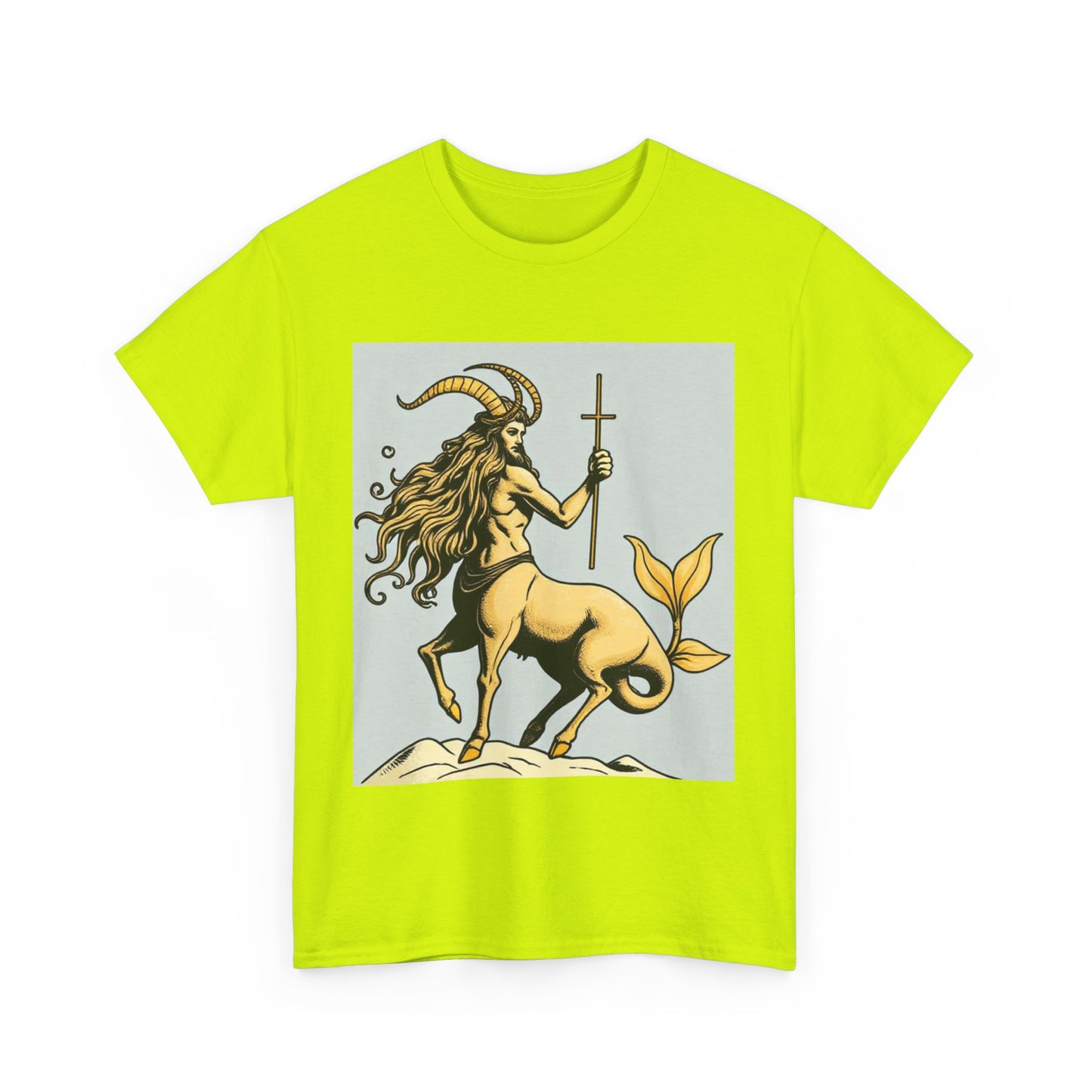 Unisex Heavy Cotton T-Shirt, Capricorn God v2, Zodiac Design