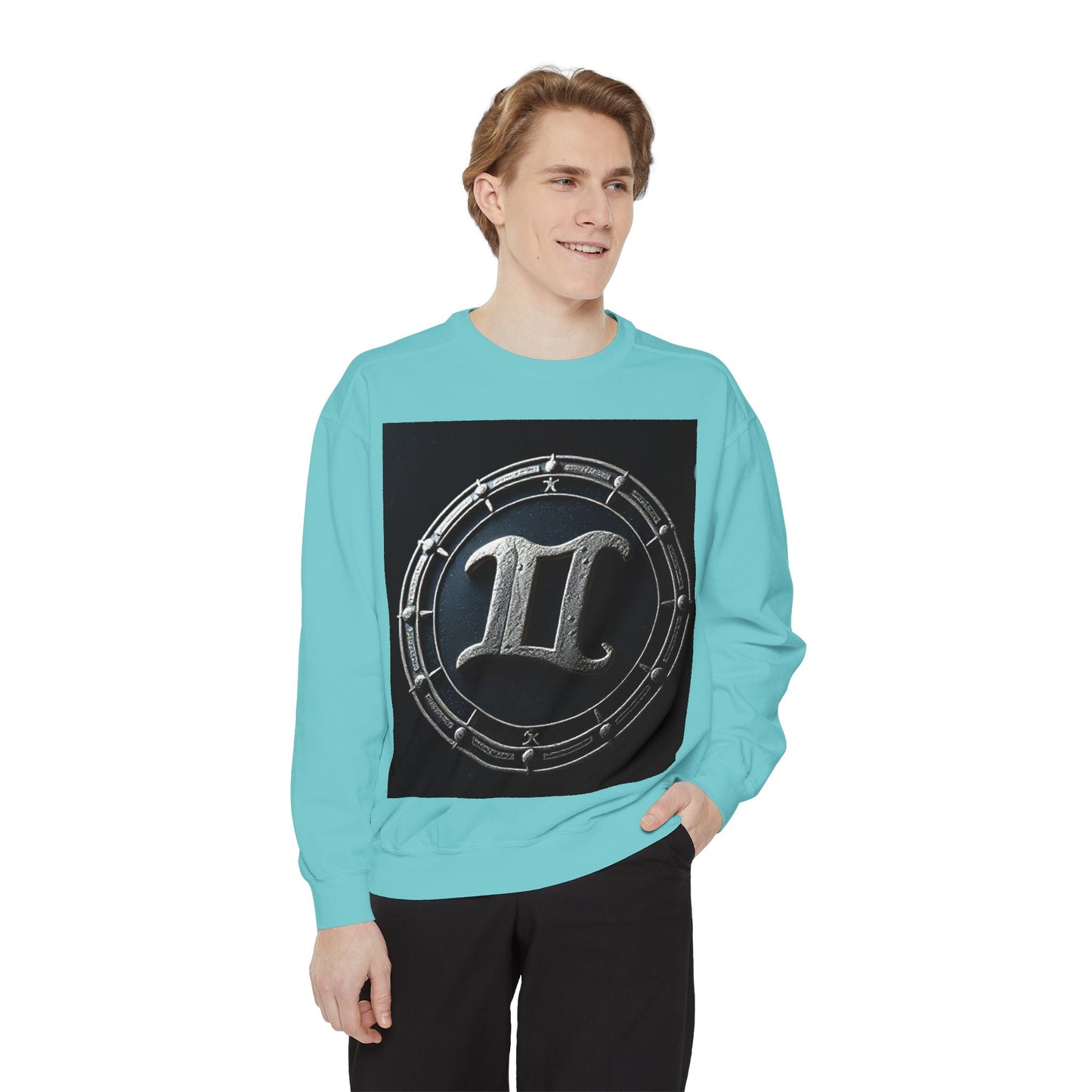 Garment-Dyed Sweatshirt, Unisex, Space Symbol Design v1, Gemini
