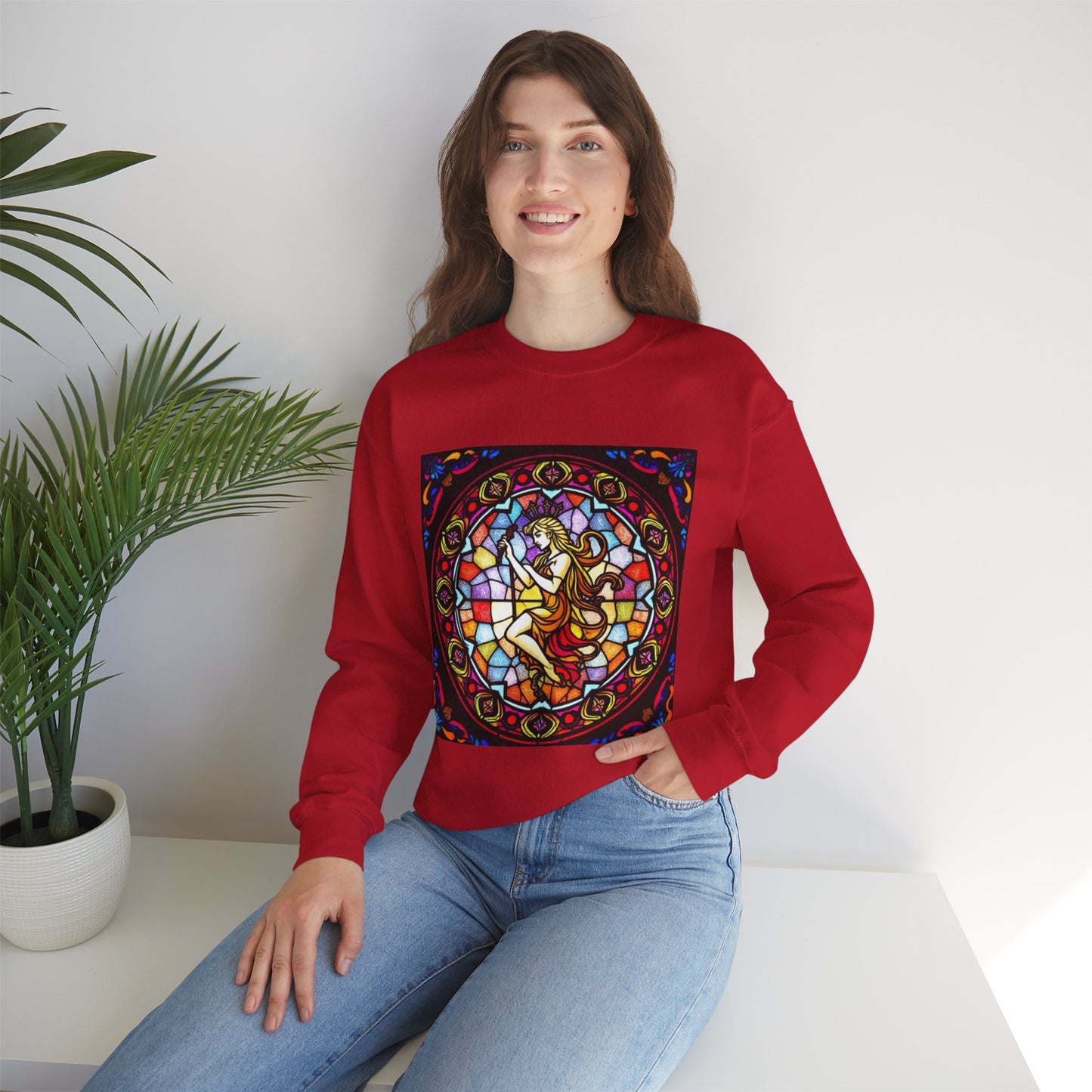 Unisex Heavy Blend™ Crewneck Sweatshirt, Glass, Virgo Zodiac Design