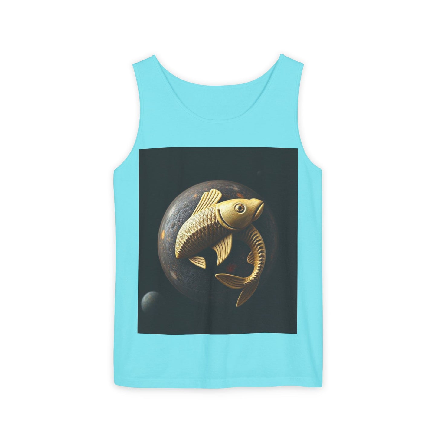 Unisex Garment-Dyed, Tank Top, Pisces Design, Space Animal v1, 100% US cotton