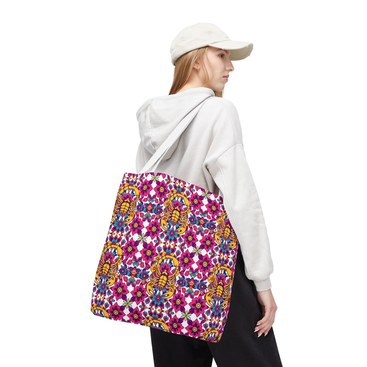 Tote Bag (AOP), Scorpio, Zodiac v1, Flower Pattern