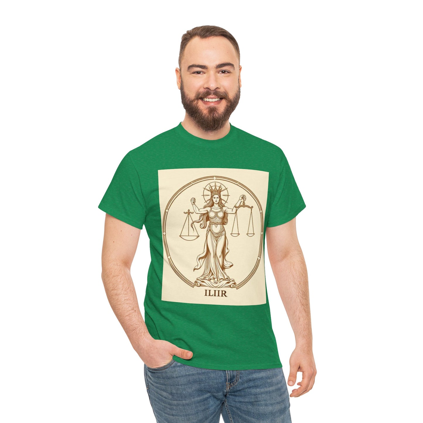 Unisex Heavy Cotton T-Shirt, Libra Goddess, Zodiac Design
