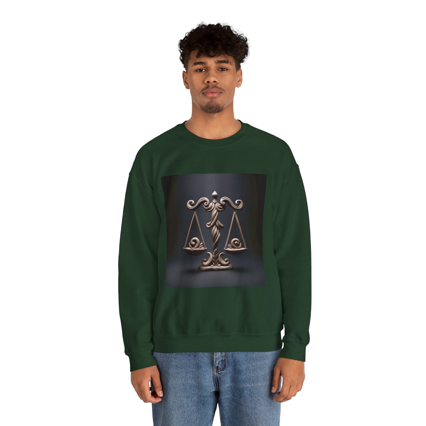 Unisex Heavy Blend™ Crewneck Sweatshirt, Brown Scale, Libra Zodiac Design