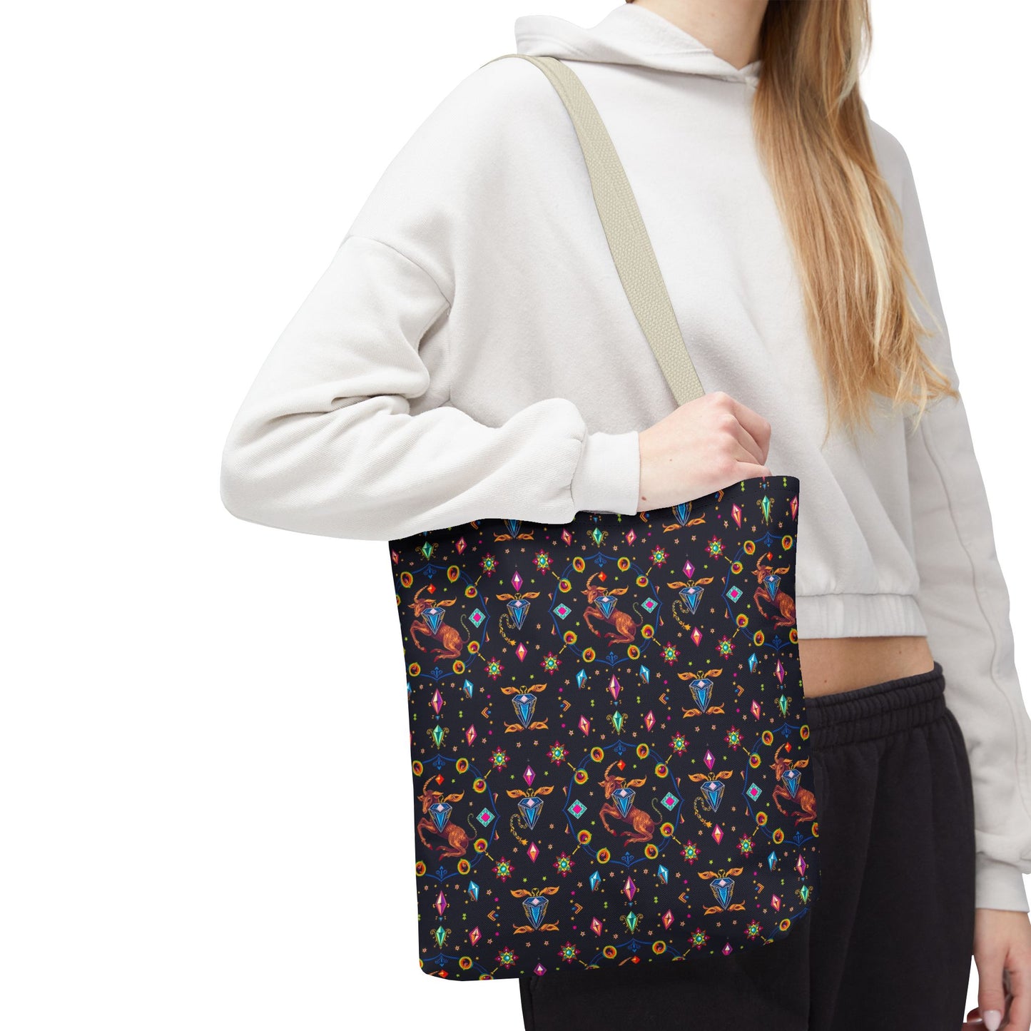 Tote Bag (AOP), Capricorn, Zodiac v1, Jewel Pattern