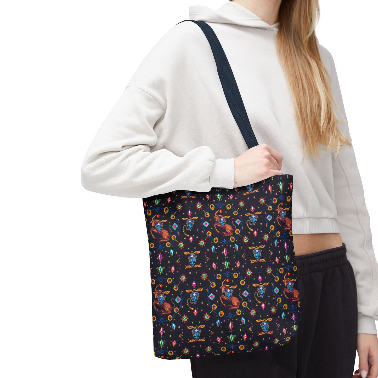 Tote Bag (AOP), Capricorn, Zodiac v1, Jewel Pattern