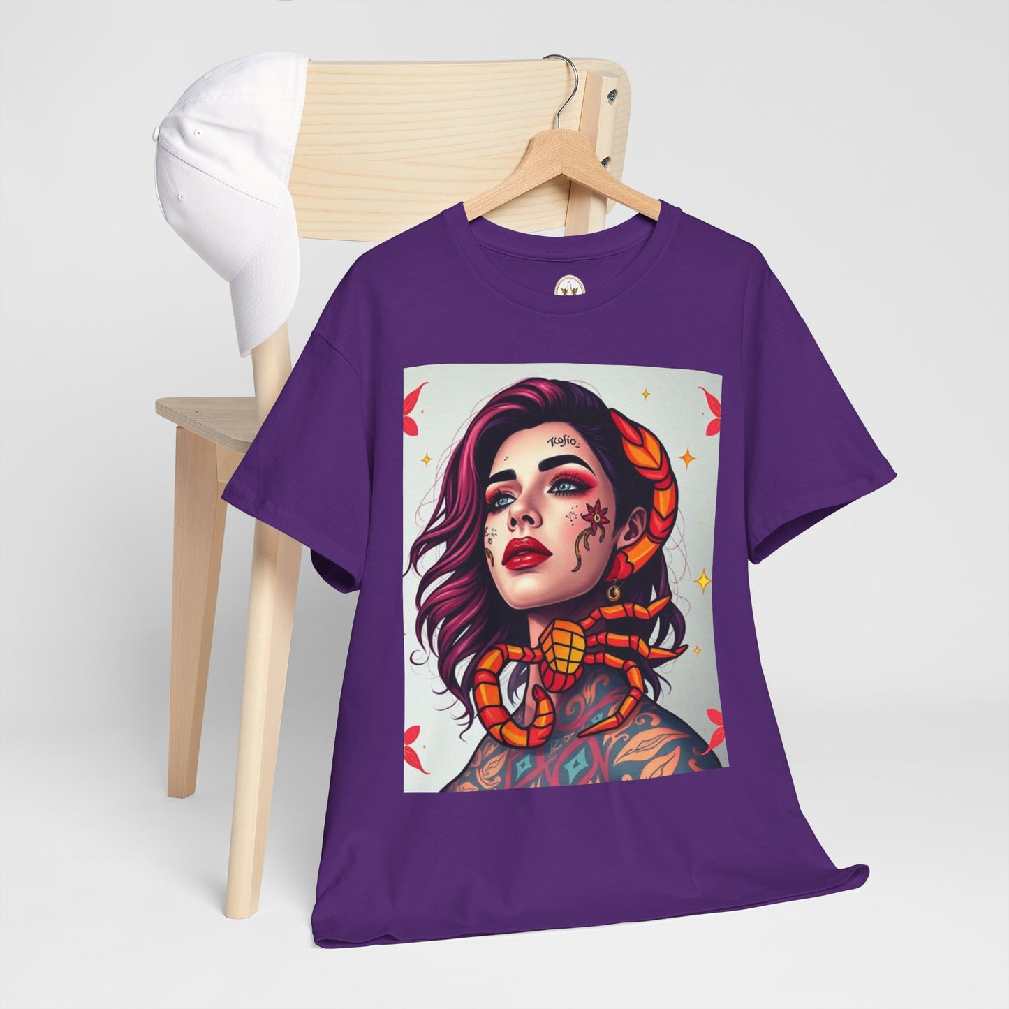 Unisex Heavy Cotton T-Shirt, Scorpio, Zodiac v3, Sexy Art