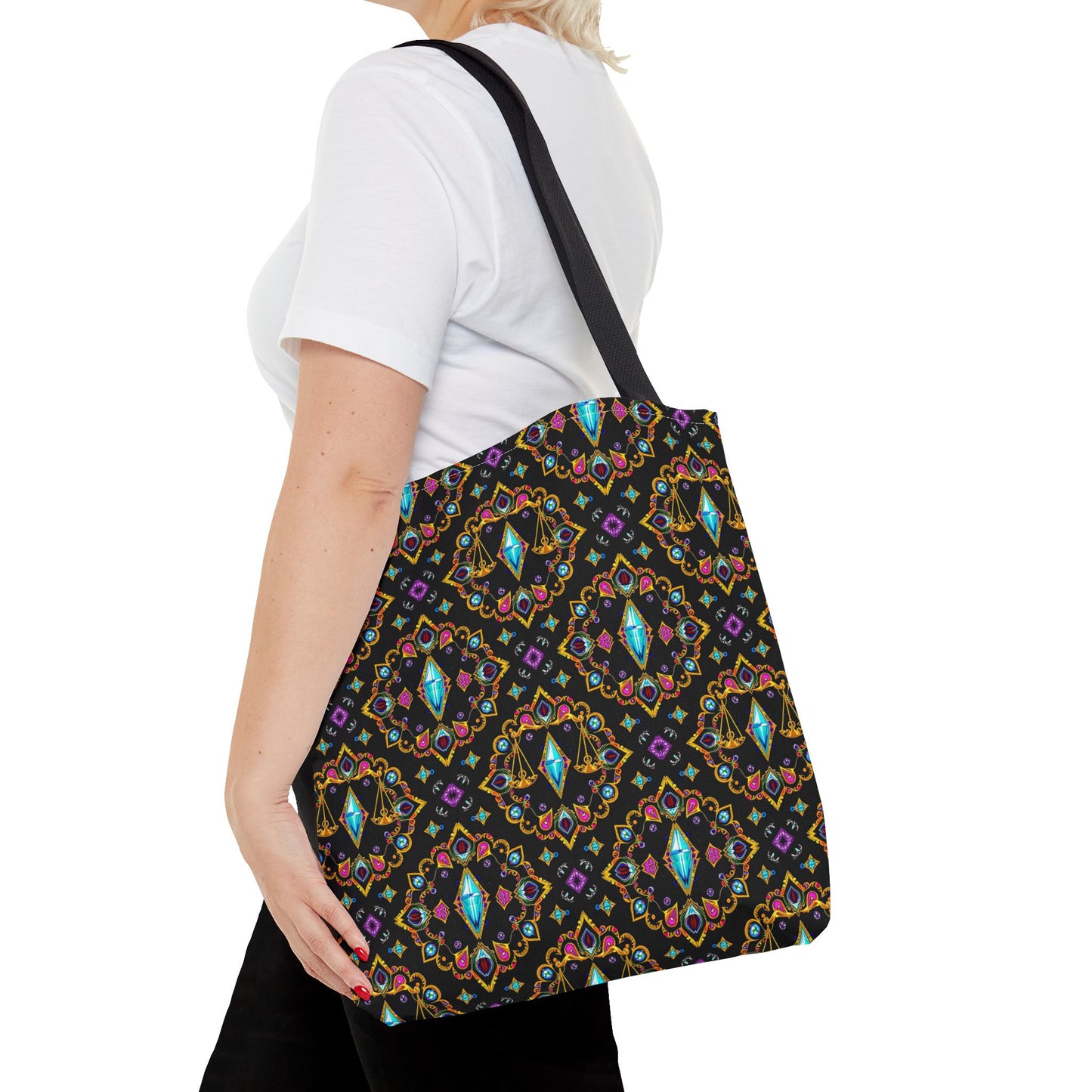 Tote Bag (AOP), Libra, Zodiac v1, Jewel Pattern