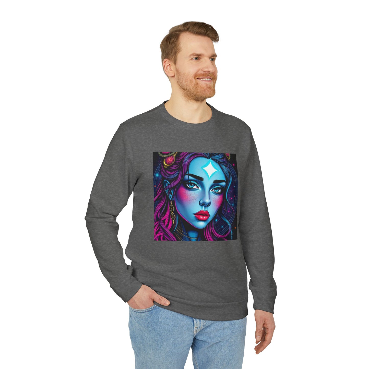 Adidas Unisex Fleece Crewneck Sweatshirt, Gemini, Pop Art, Zodiac