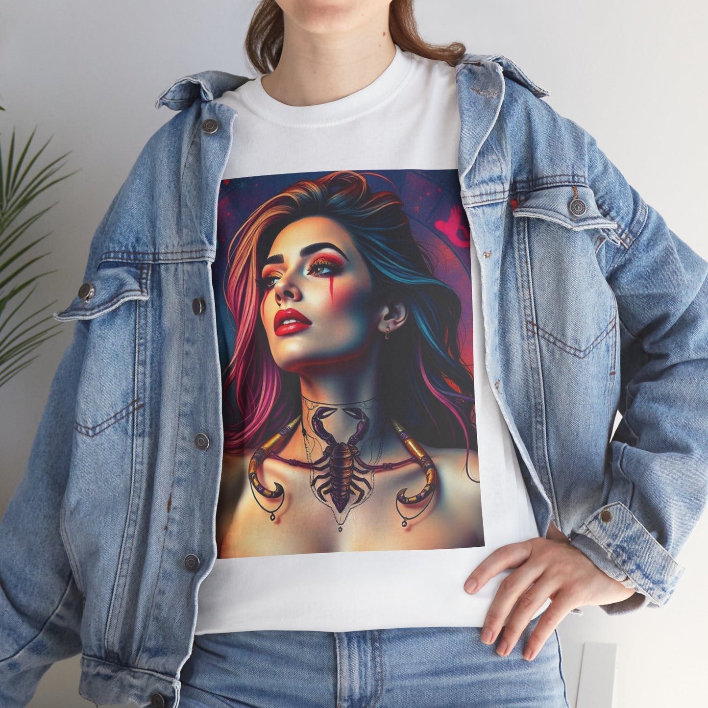 Unisex Heavy Cotton T-Shirt, Scorpio, Zodiac v1, Sexy Art
