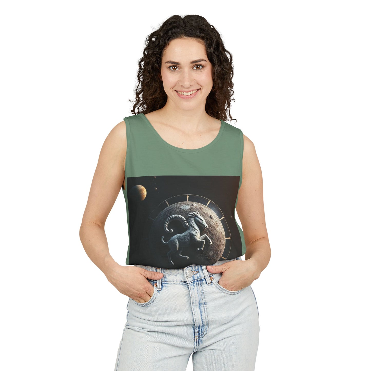 Unisex Garment-Dyed, Tank Top, Aries Design, Planet Animal, 100% Ringspun US cotton