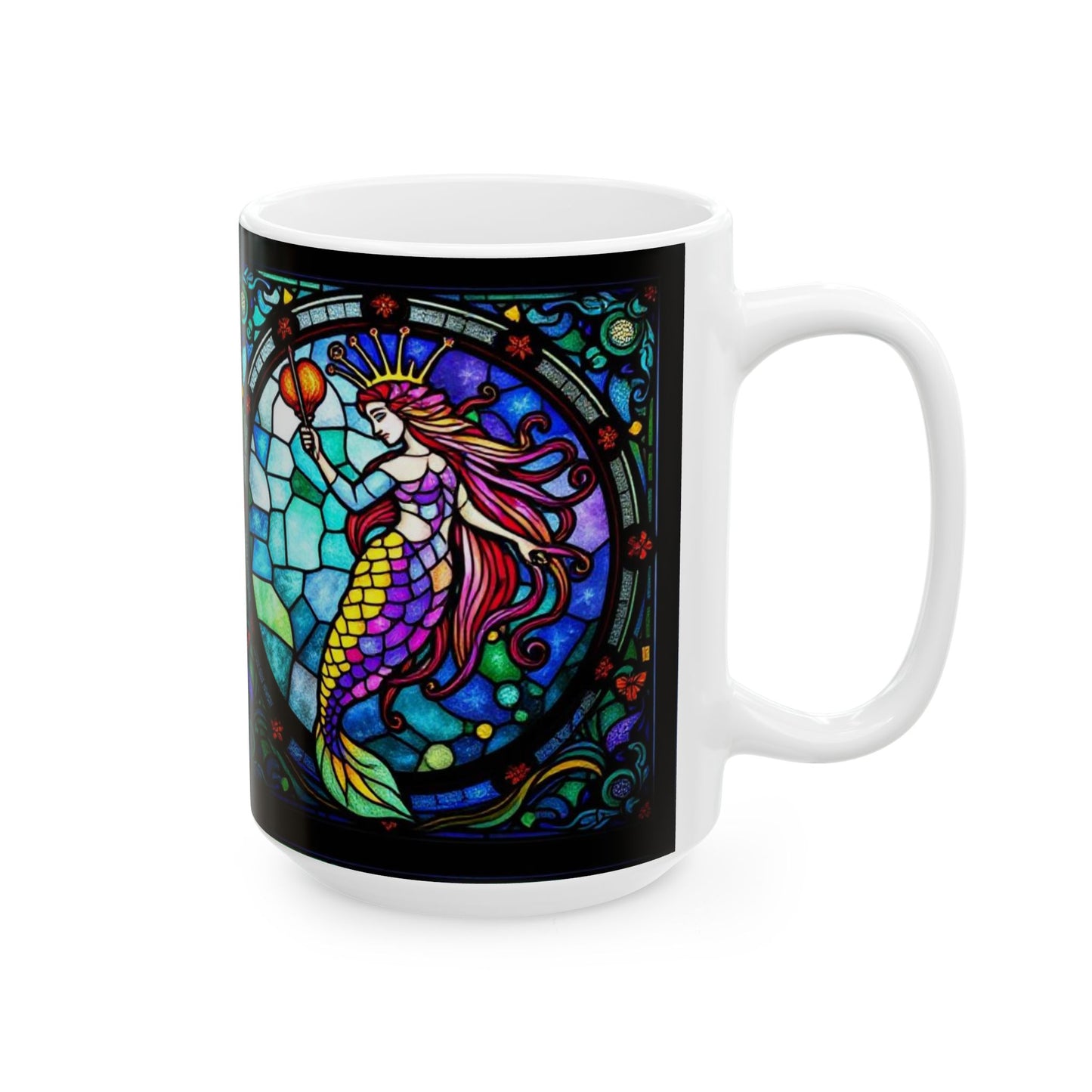 Ceramic Mug, (11oz, 15oz), Ceramic Coffee Mug, AOP, Glass Design v1, Aquarius Zodiac