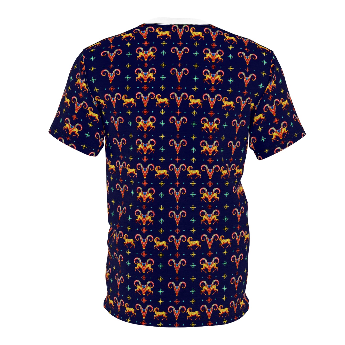 Unisex Cut & Sew T-Shirt, (AOP), Aries, Zodiac v3, Jewels Pattern
