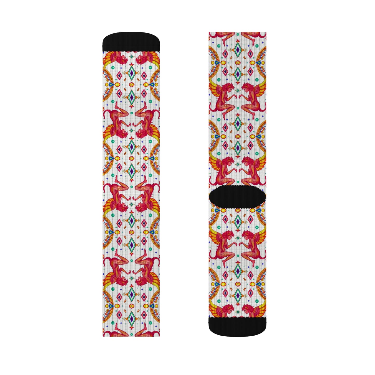 Sublimation Socks, Gemini, Zodiac, Jewel Pattern