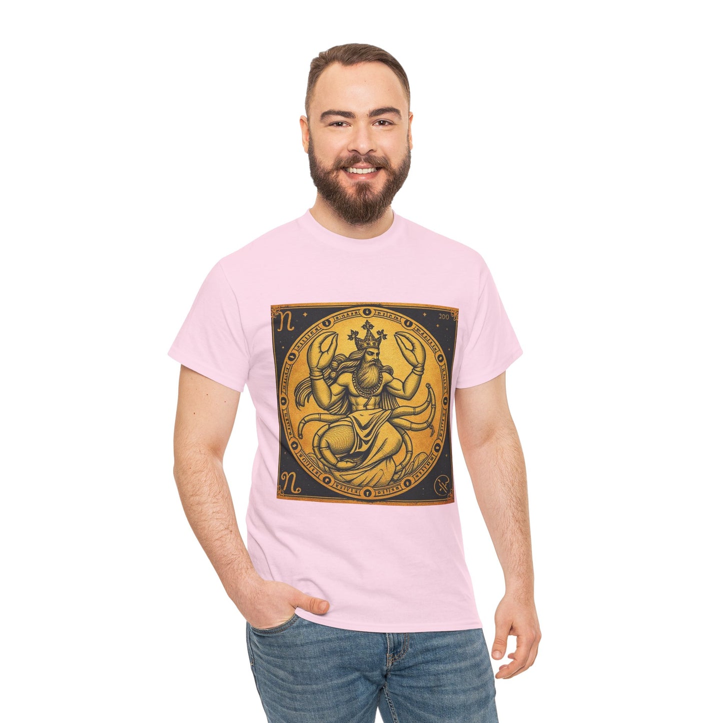 Unisex Heavy Cotton T-Shirt, Crab King, Cancer Zodiac Design