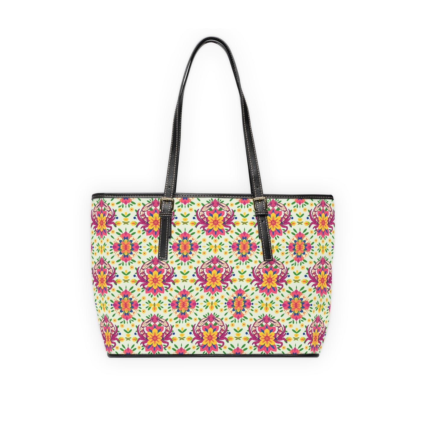 Leather Shoulder Bag, Cancer, Zodiac v2, Flower Pattern