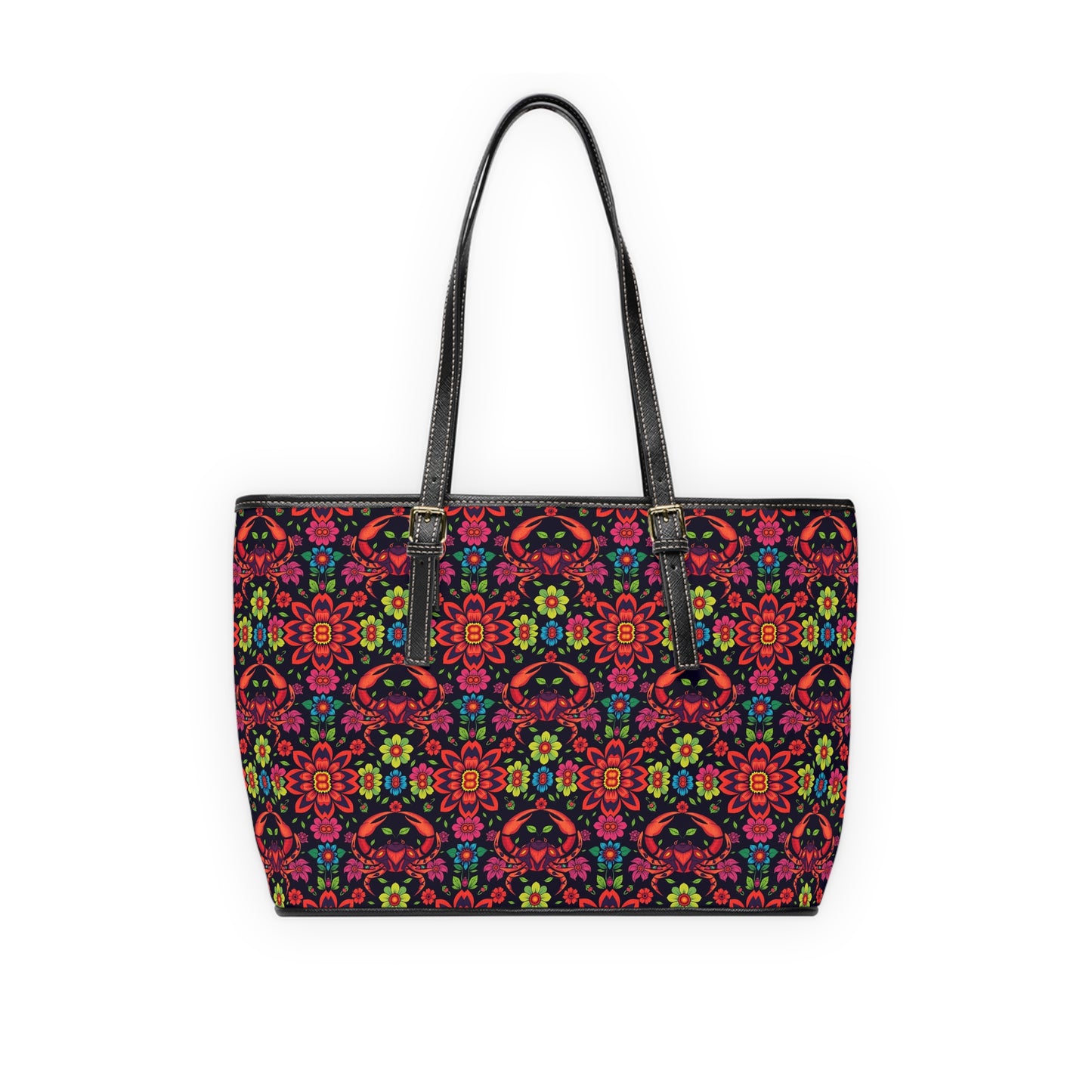Leather Shoulder Bag, Cancer, Zodiac v1, Flower Pattern