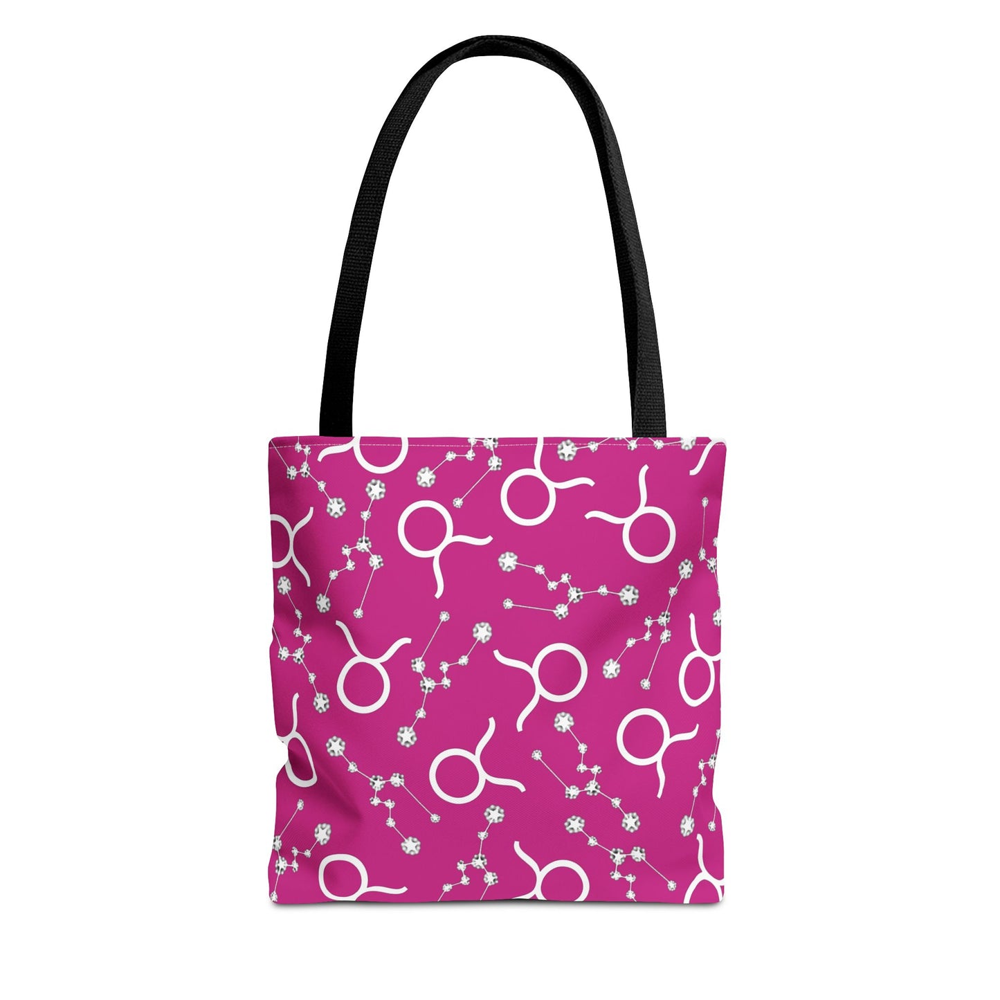 Tote Bag, Taurus Zodiac Sign, AOP, (Pink, White)