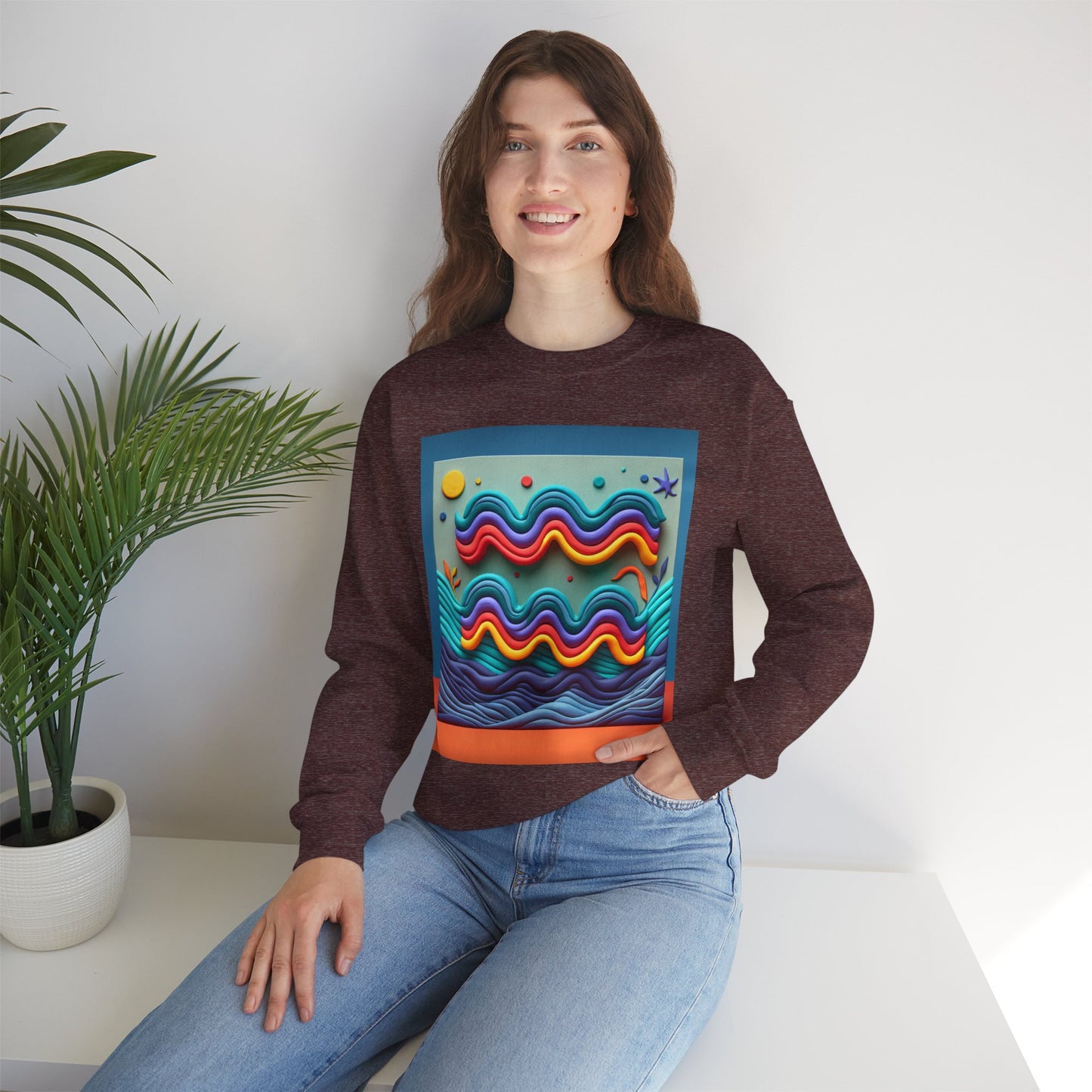 Unisex Heavy Blend™ Crewneck Sweatshirt, Water Painting, Aquarius Zodiac Design