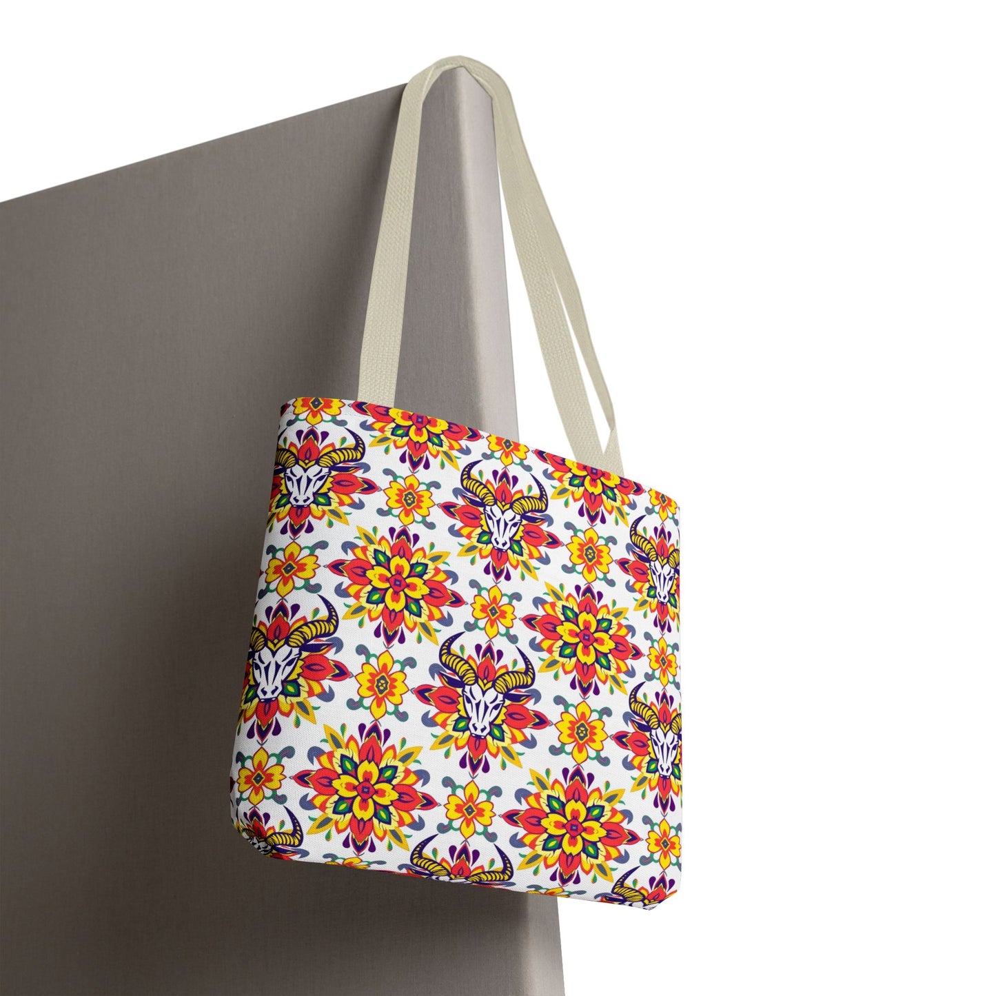 Tote Bag (AOP), Taurus, Zodiac, Flower Pattern