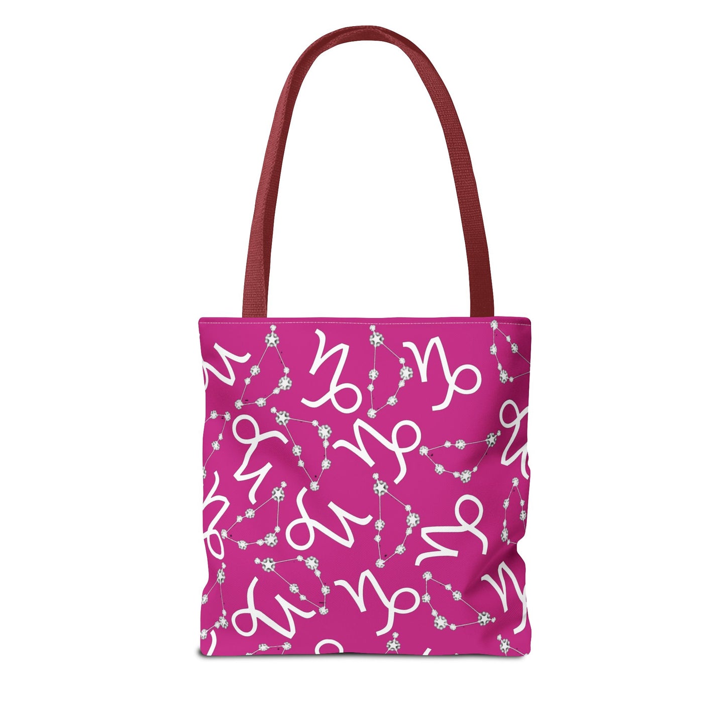 Tote Bag, Capricorn Zodiac Sign, AOP, (Pink, White)
