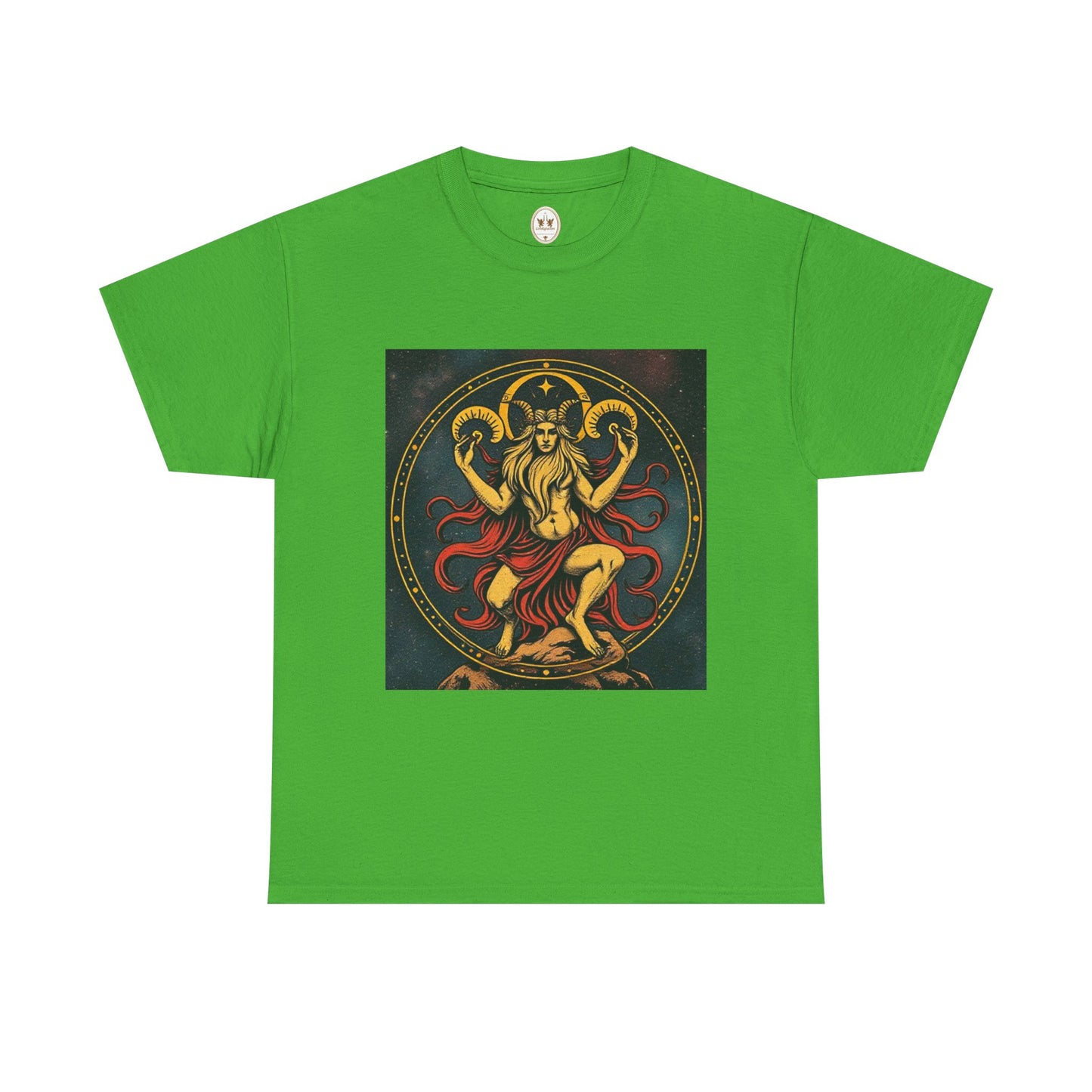 Unisex Heavy Cotton T-Shirt, Aries God 3v, Zodiac Design