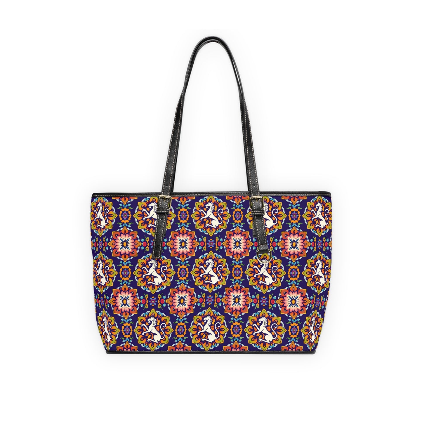 Leather Shoulder Bag, Virgo, Zodiac v2, Flower Pattern
